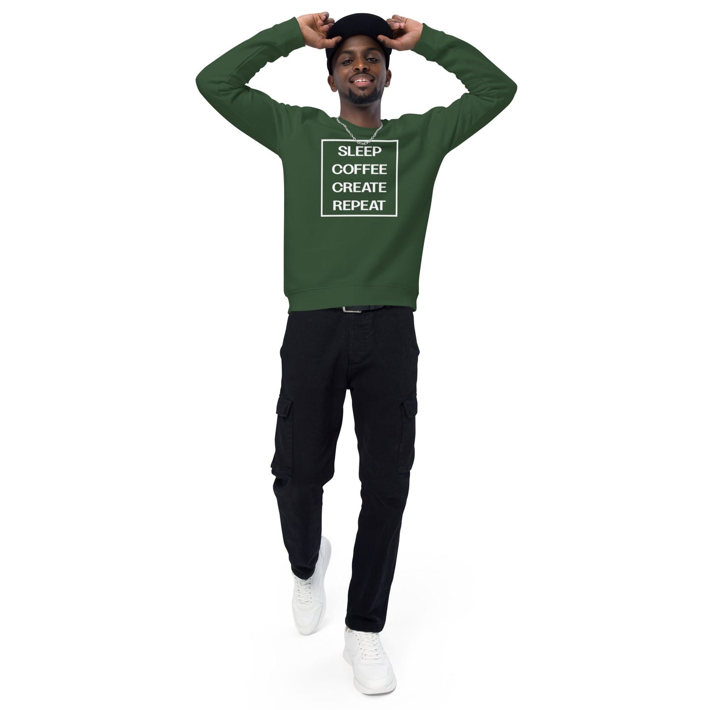LIFE Unisex green organic raglan sweatshirt - Bull & Node