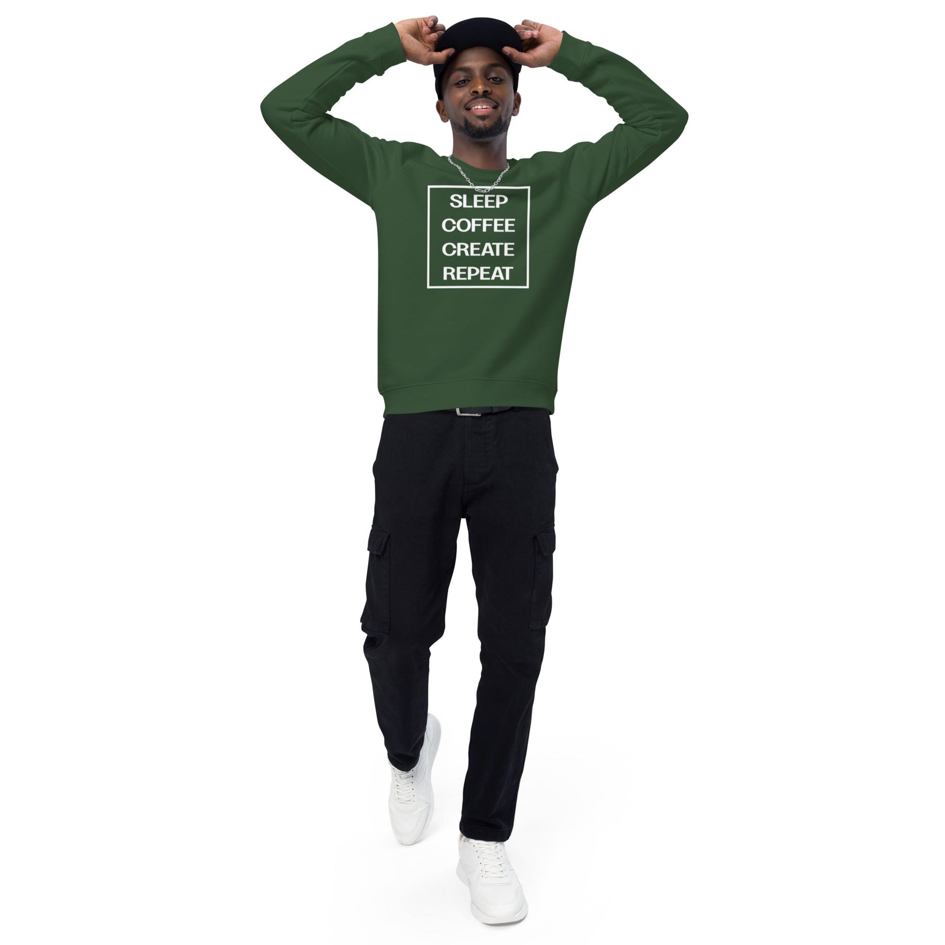 LIFE Unisex green organic raglan sweatshirt - Bull & Node