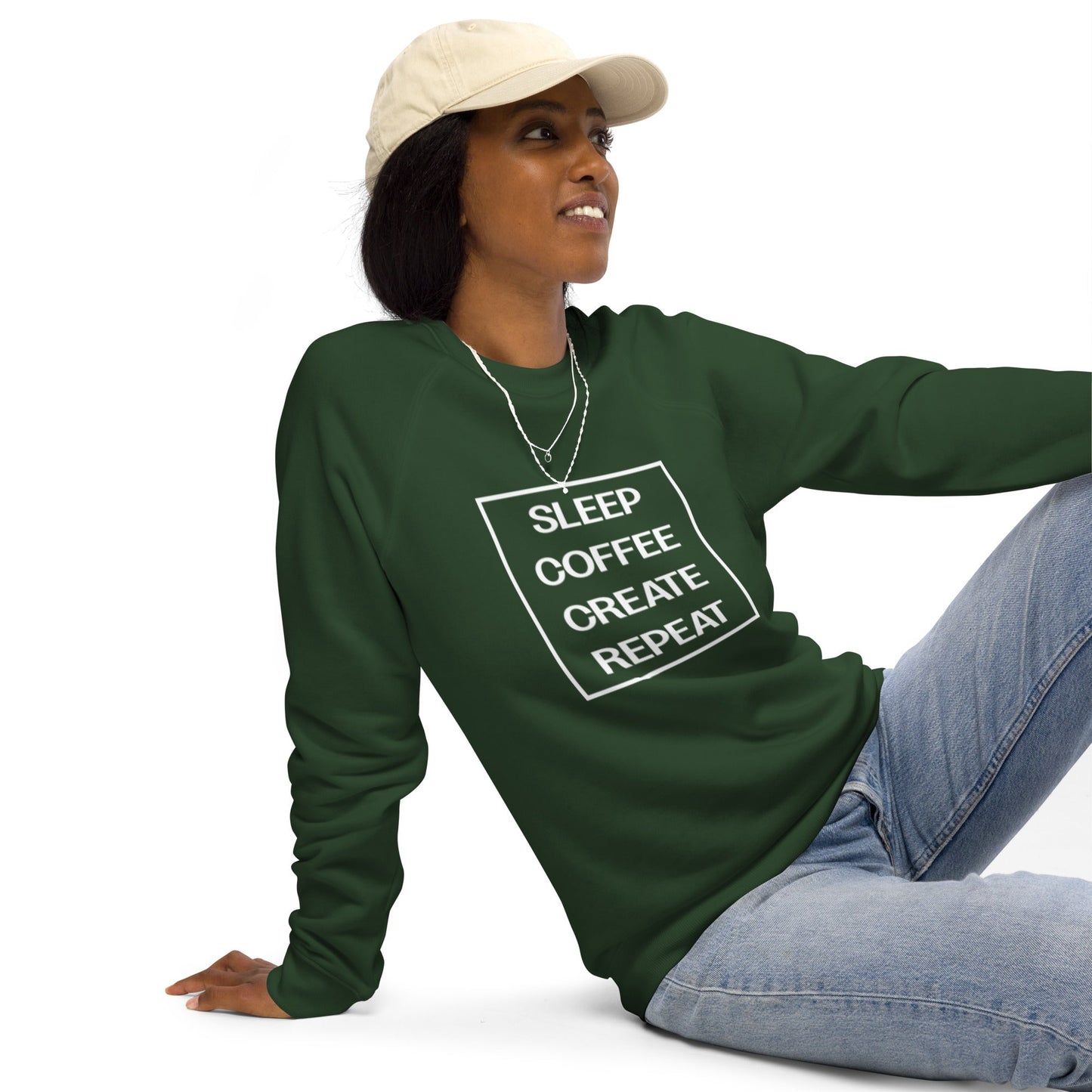 LIFE Unisex green organic raglan sweatshirt - Bull & Node