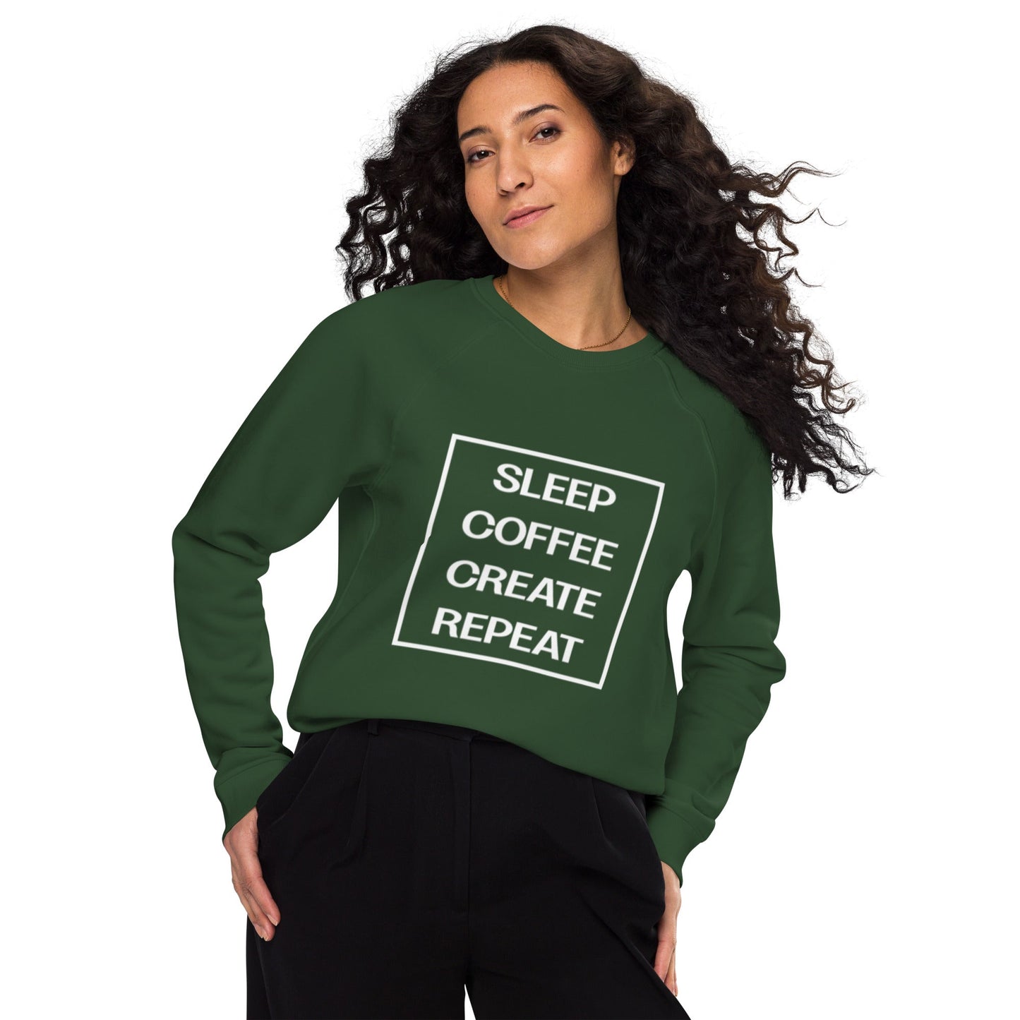 LIFE Unisex green organic raglan sweatshirt - Bull & Node