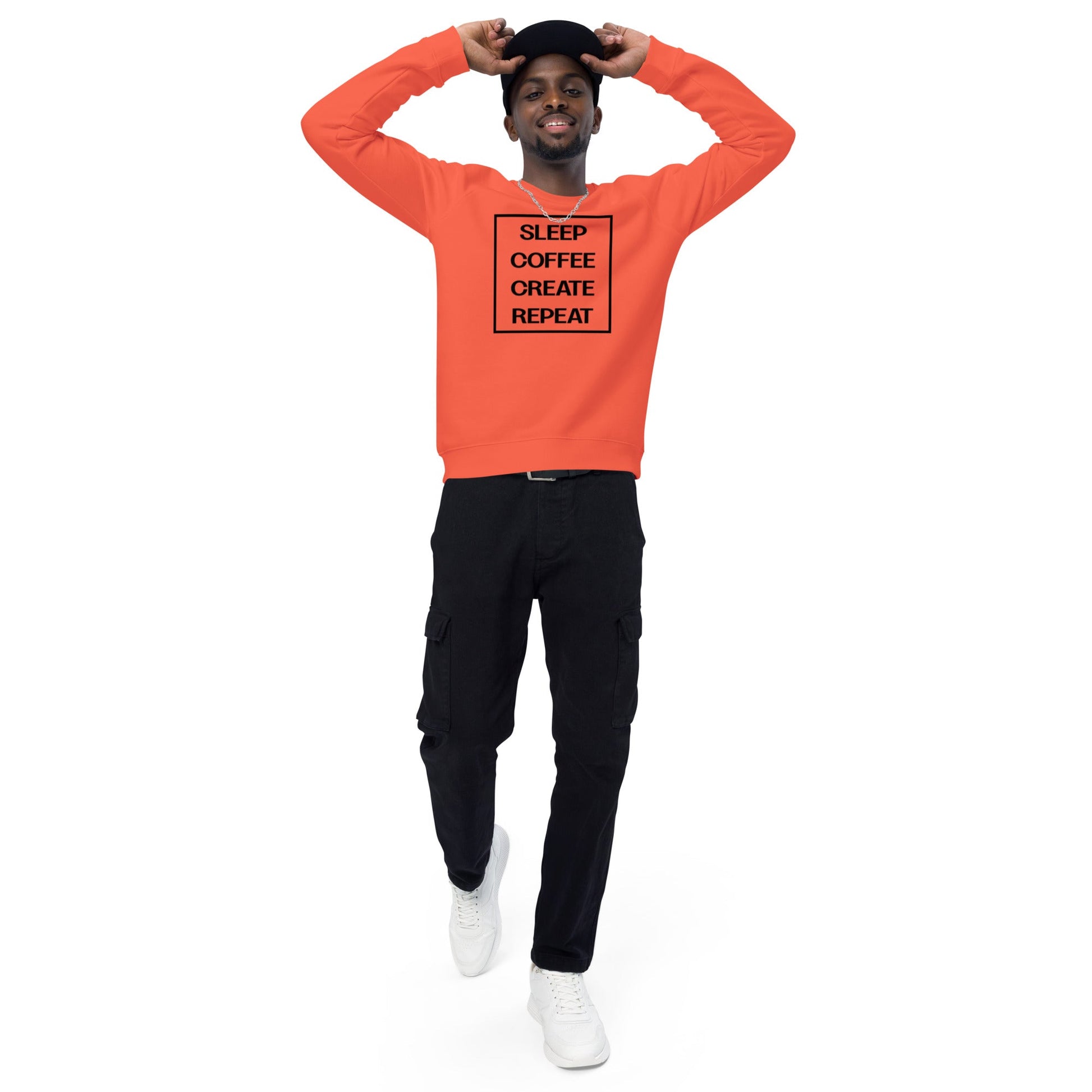 LIFE Unisex orange organic raglan sweatshirt - Bull & Node