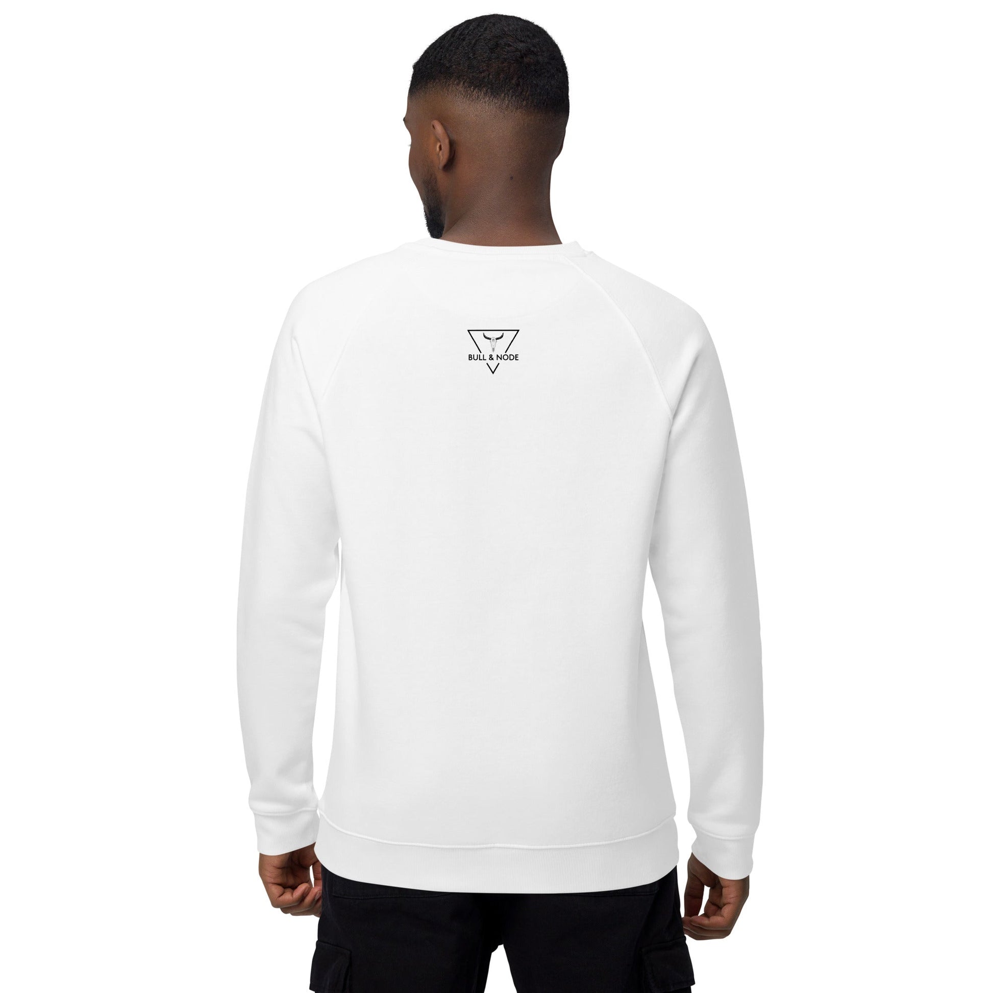 LIFE Unisex white organic raglan sweatshirt - Bull & Node