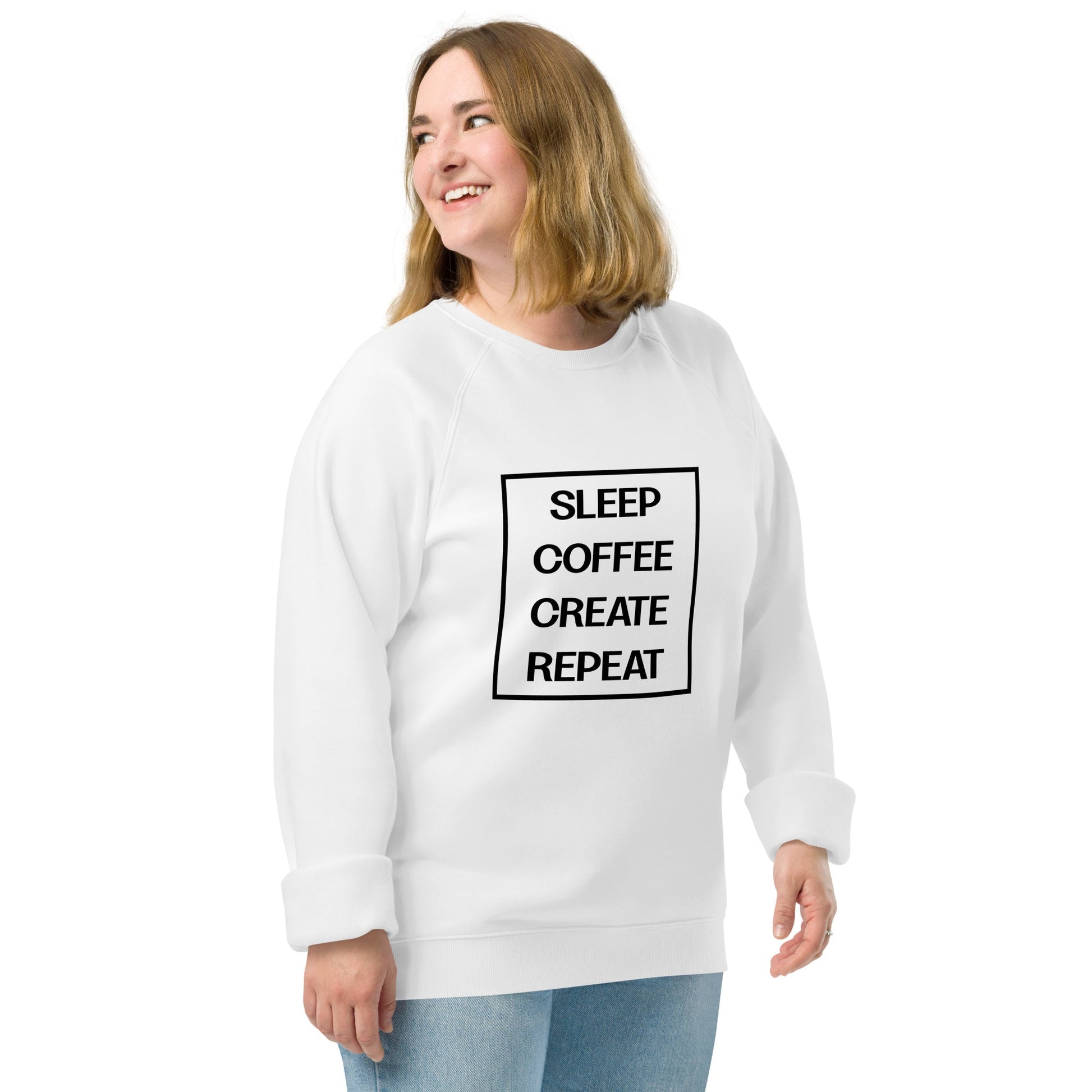 LIFE Unisex white organic raglan sweatshirt - Bull & Node