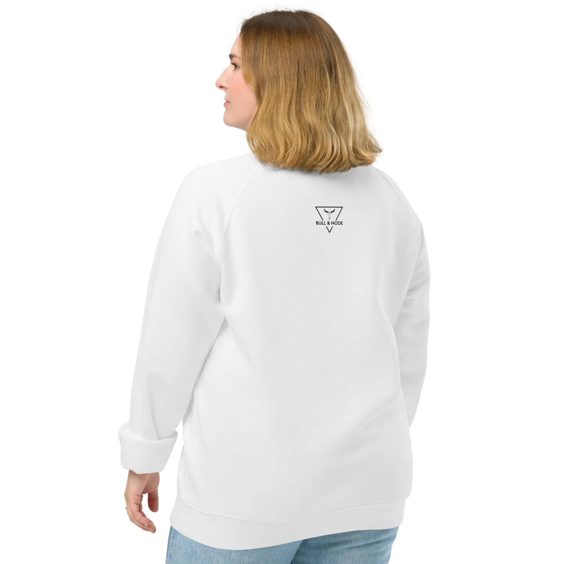 LIFE Unisex white organic raglan sweatshirt - Bull & Node