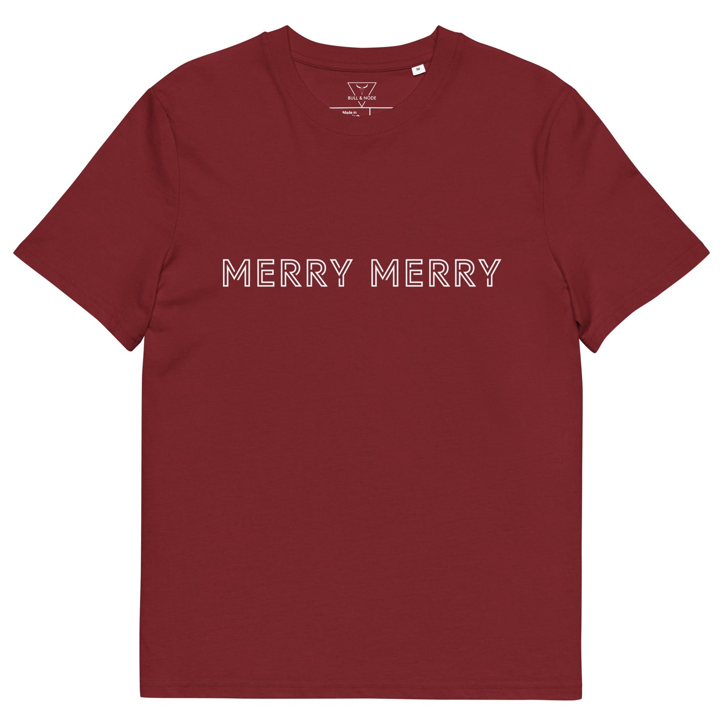 MERRY MERRY Men's burgundy organic cotton t-shirt - Bull & Node