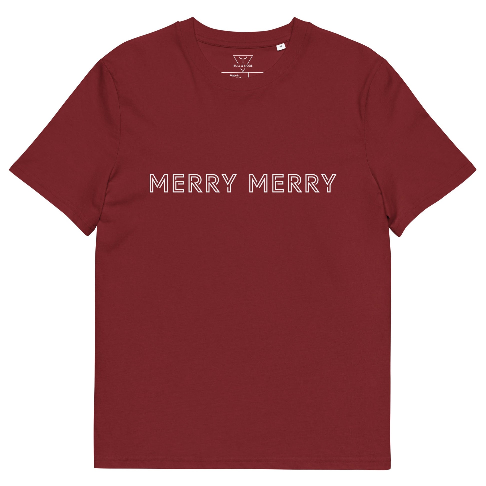 MERRY MERRY Men's burgundy organic cotton t-shirt - Bull & Node