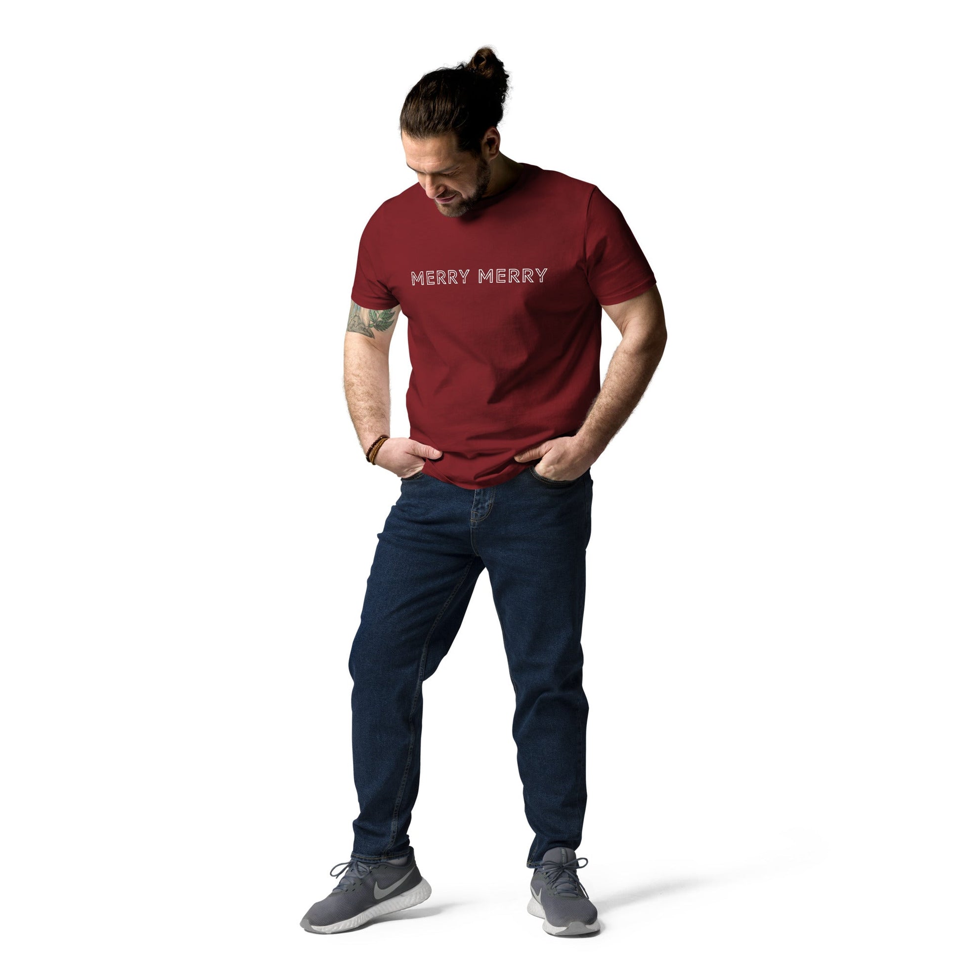 MERRY MERRY Men's burgundy organic cotton t-shirt - Bull & Node