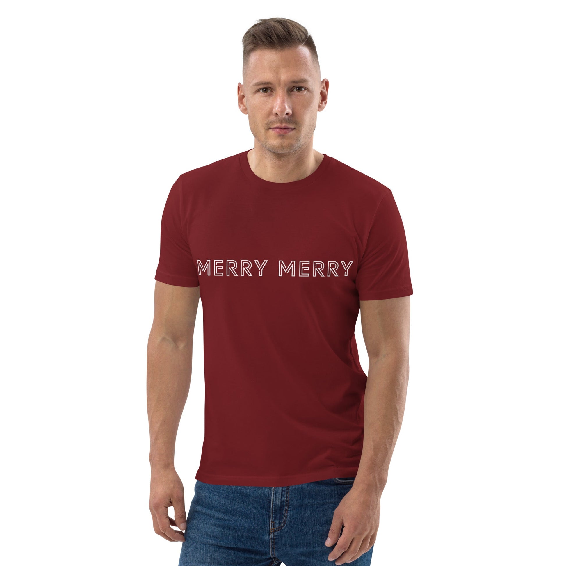 MERRY MERRY Men's burgundy organic cotton t-shirt - Bull & Node