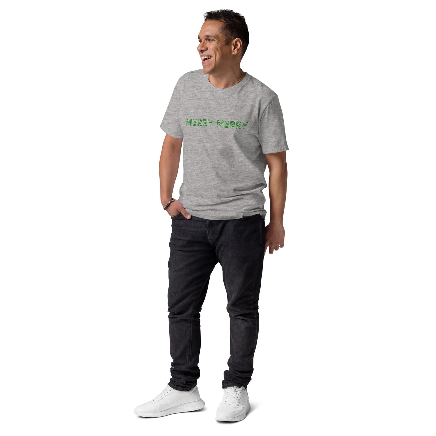 MERRY MERRY Men's grey/green organic cotton t-shirt - Bull & Node