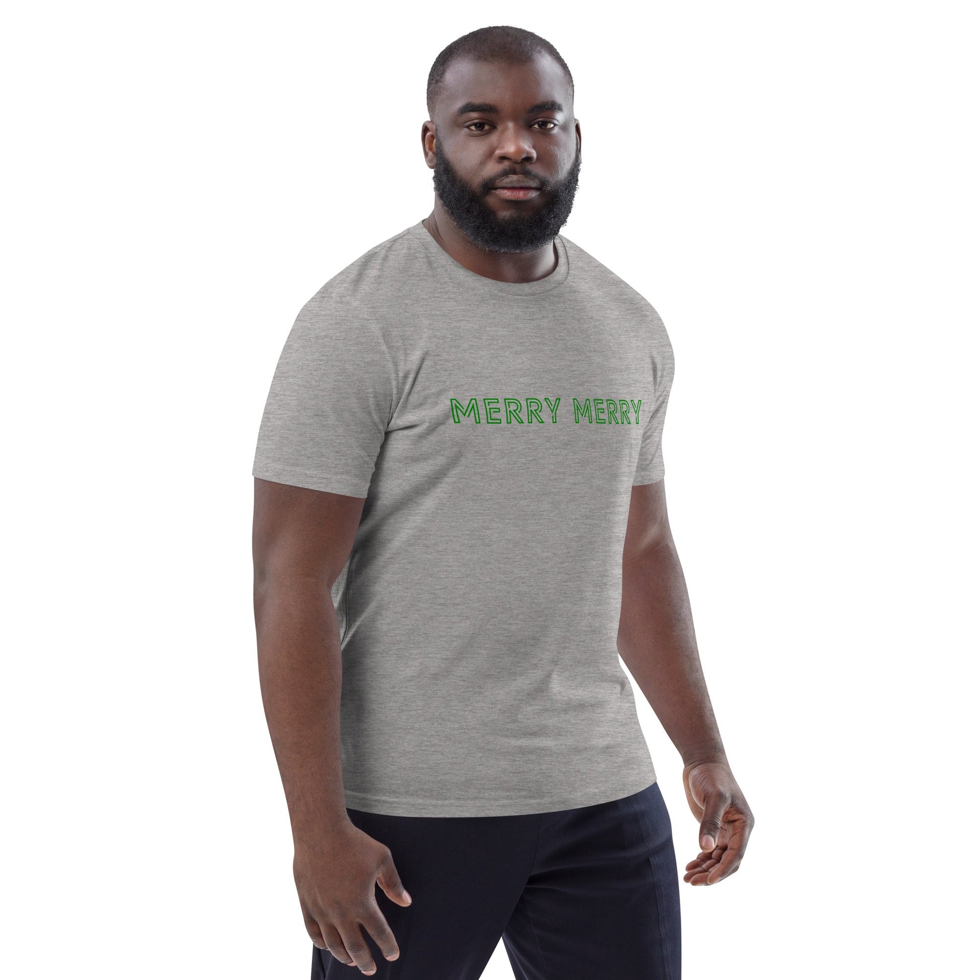 MERRY MERRY Men's grey/green organic cotton t-shirt - Bull & Node