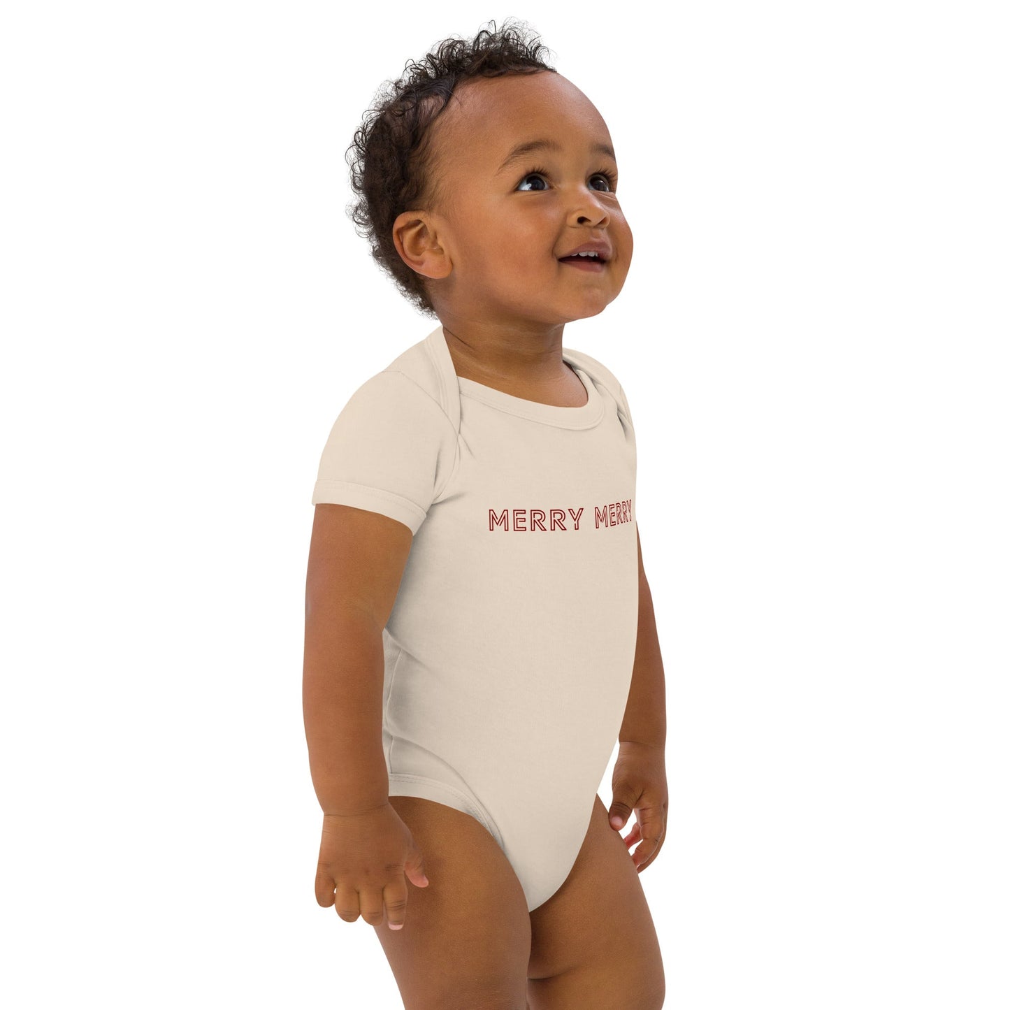 MERRY MERRY natural/burgundy Organic cotton baby bodysuit - Bull & Node