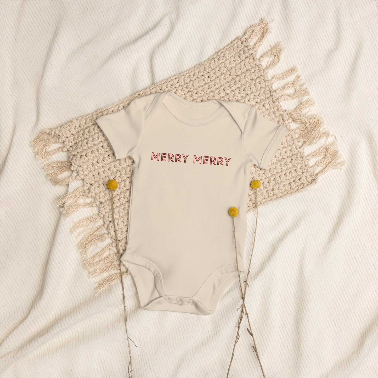 MERRY MERRY natural/burgundy Organic cotton baby bodysuit - Bull & Node