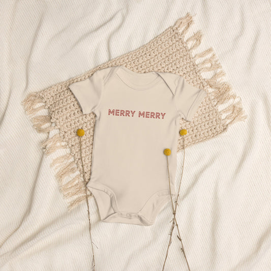 MERRY MERRY natural/burgundy Organic cotton baby bodysuit - Bull & Node