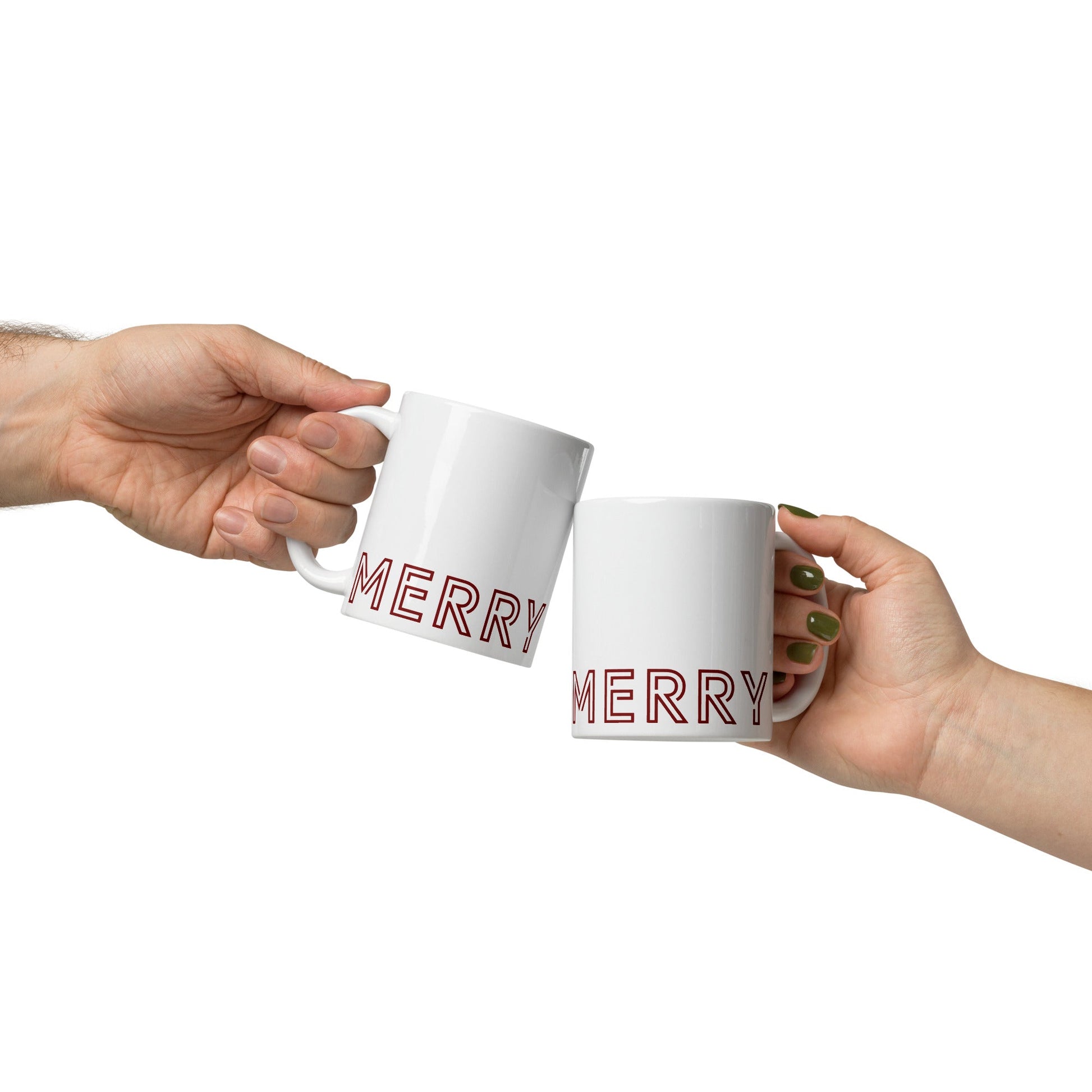 MERRY MERRY white/burgundy glossy mug - Bull & Node