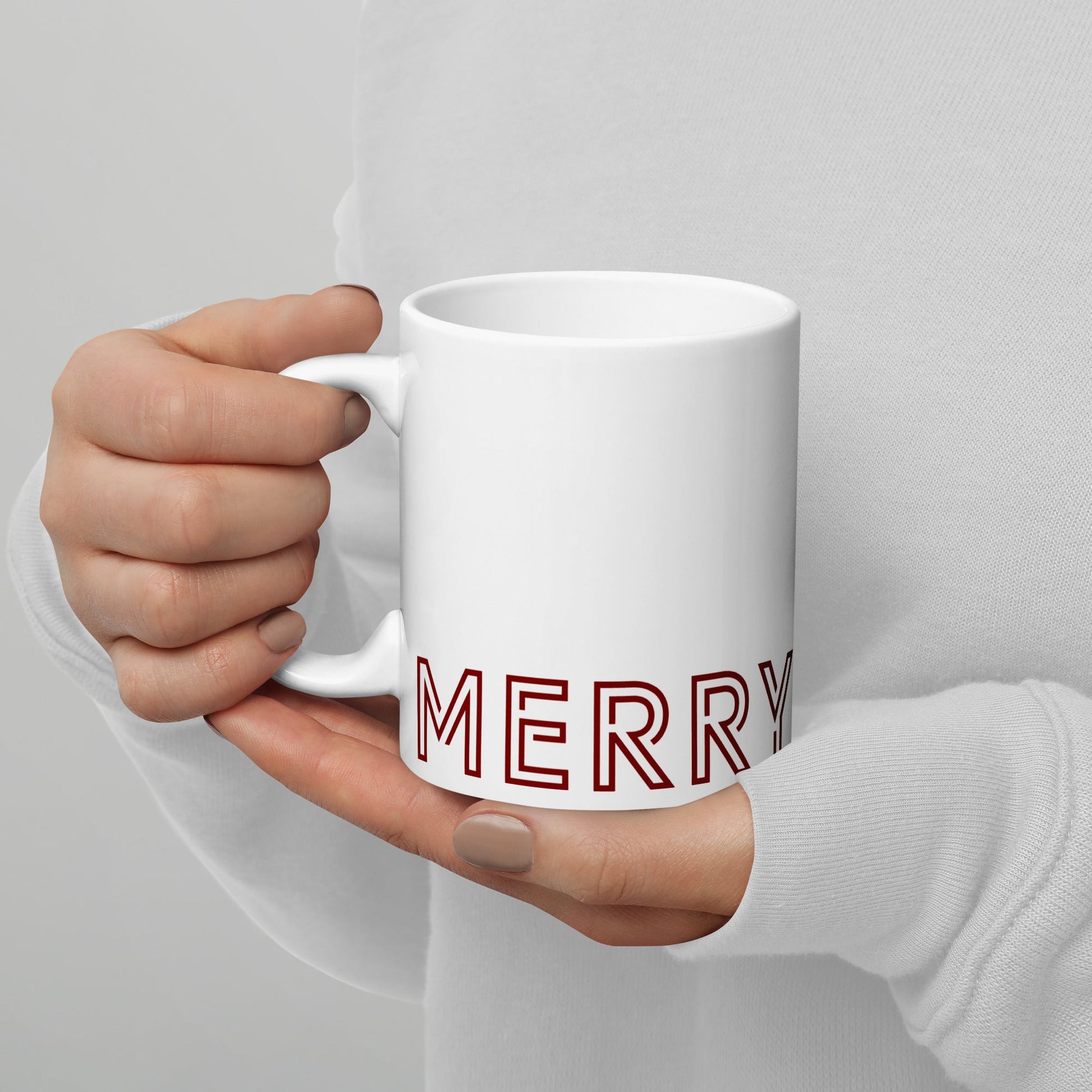 MERRY MERRY white/burgundy glossy mug - Bull & Node
