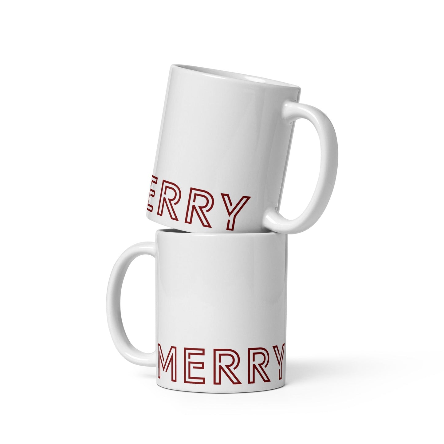 MERRY MERRY white/burgundy glossy mug - Bull & Node
