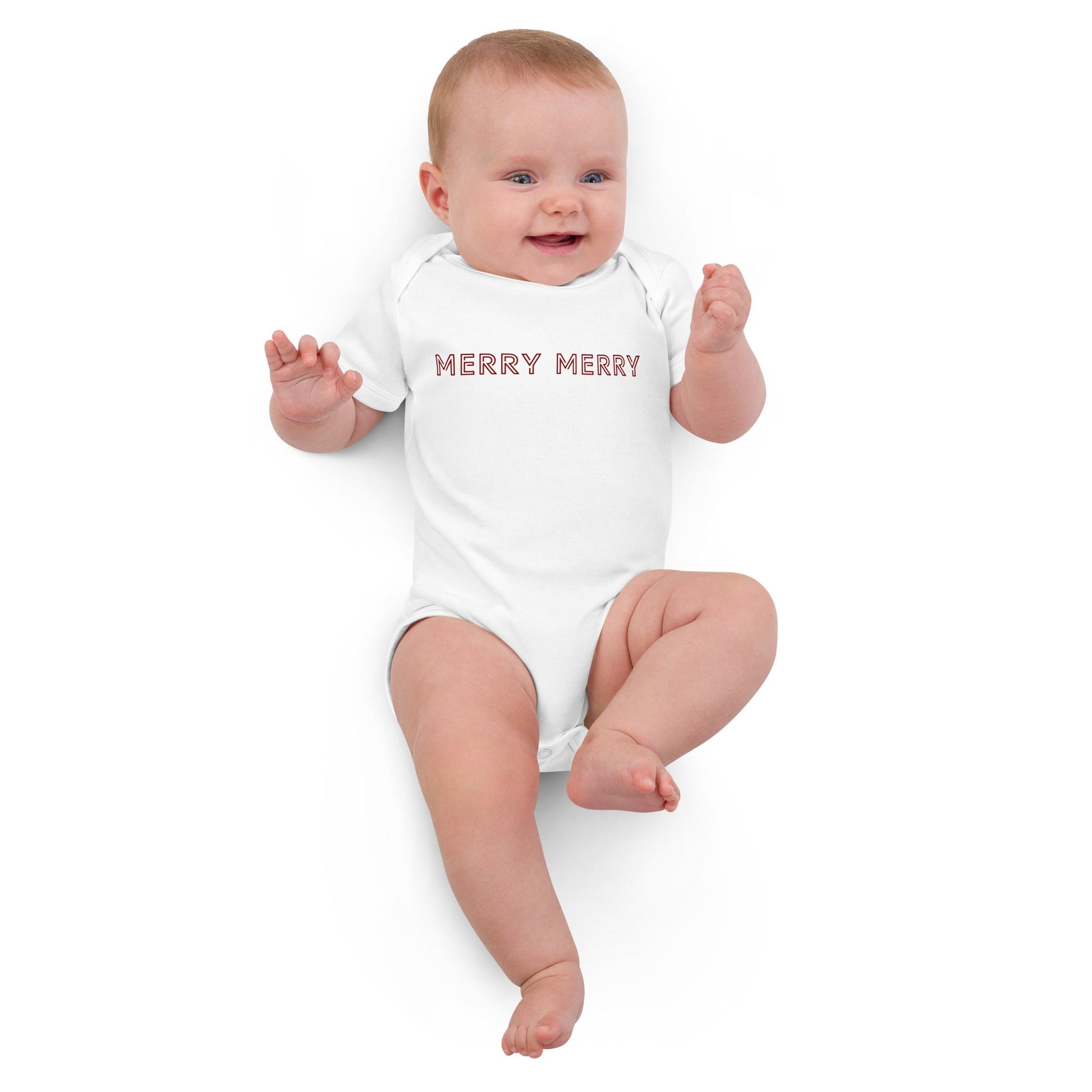 MERRY MERRY white/burgundy Organic cotton baby bodysuit - Bull & Node