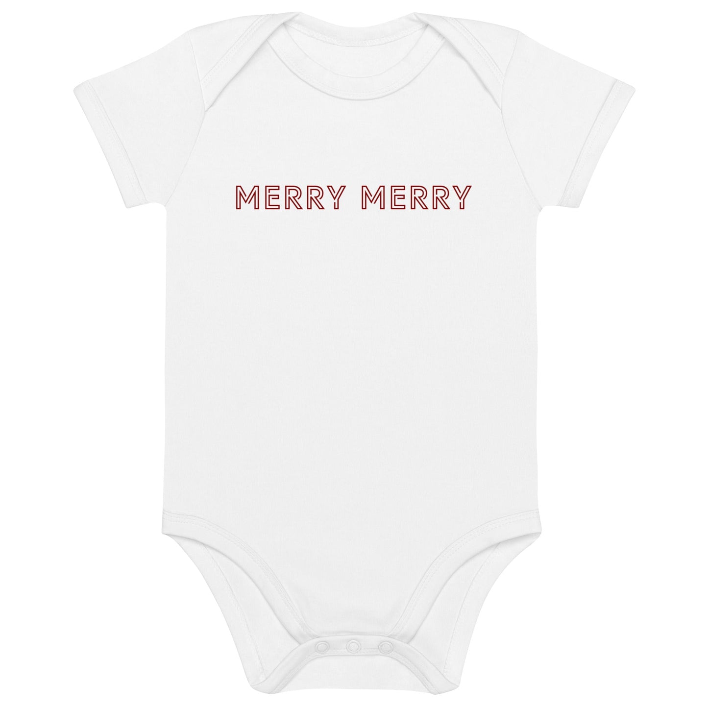 MERRY MERRY white/burgundy Organic cotton baby bodysuit - Bull & Node