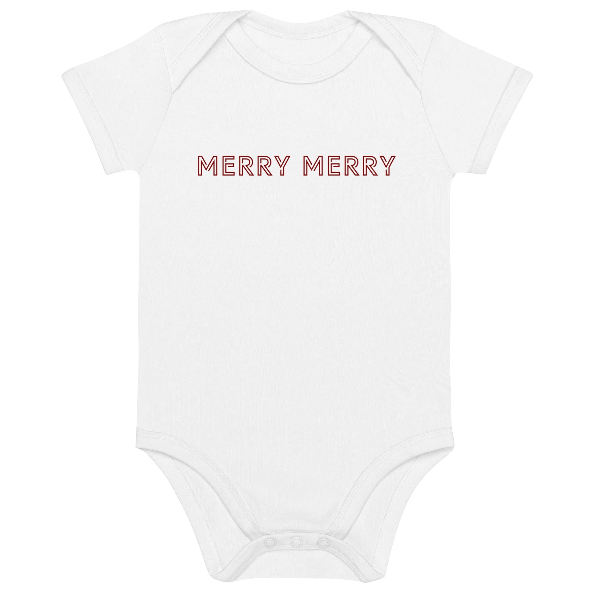 MERRY MERRY white/burgundy Organic cotton baby bodysuit - Bull & Node
