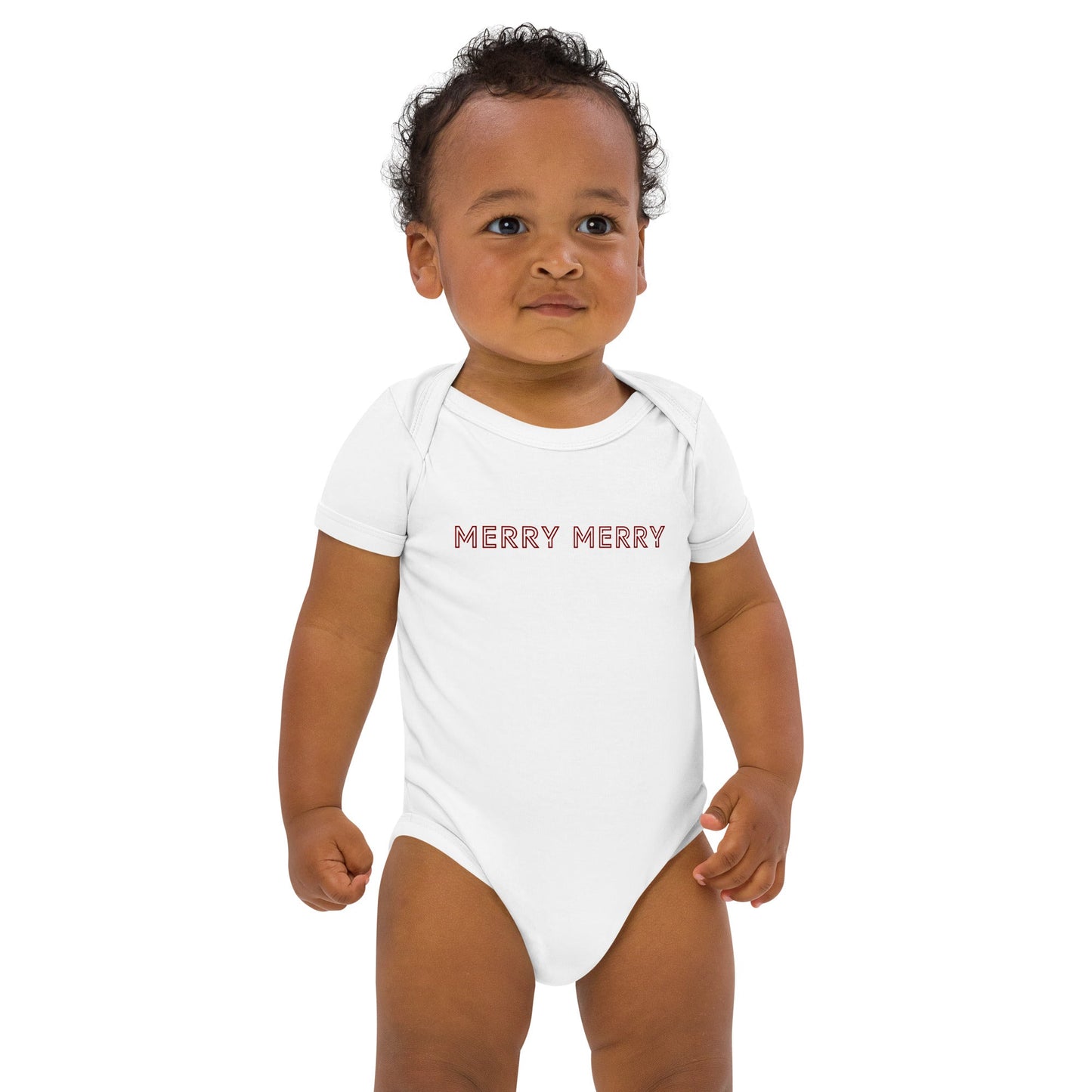 MERRY MERRY white/burgundy Organic cotton baby bodysuit - Bull & Node