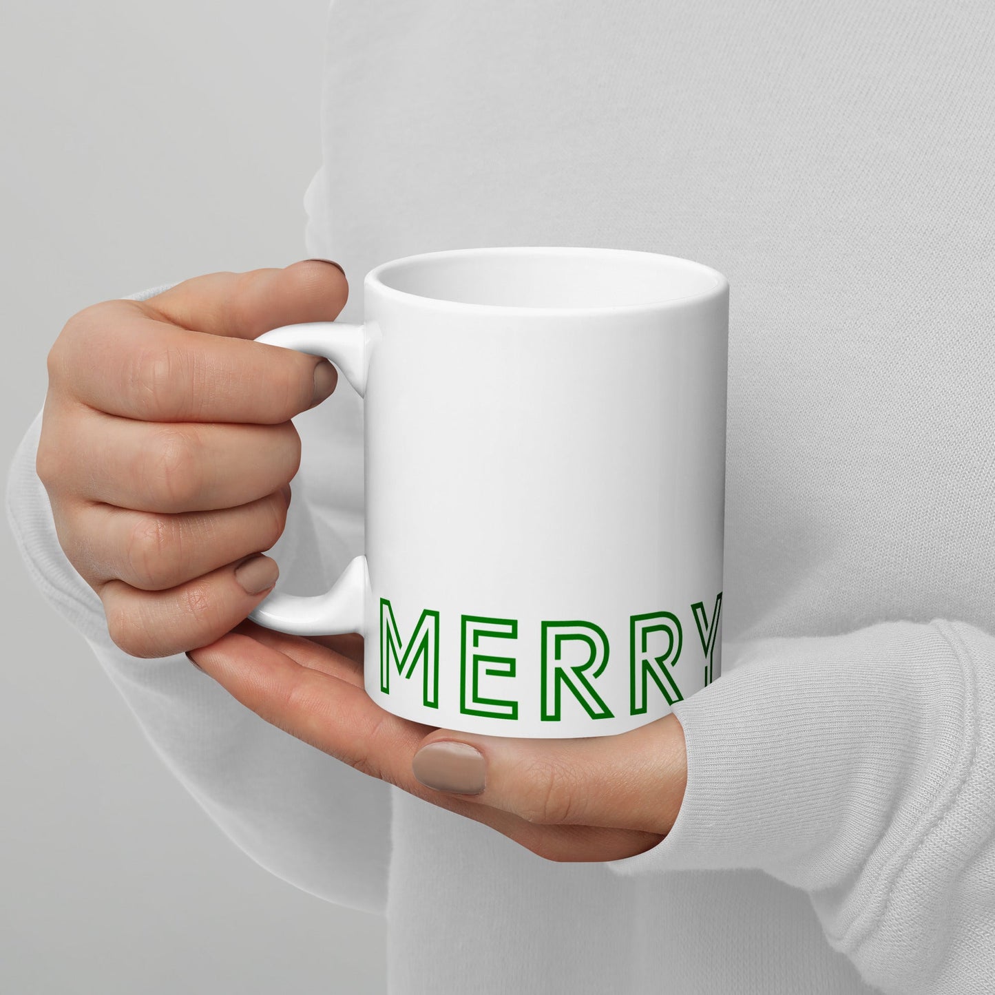 MERRY MERRY white/green glossy mug - Bull & Node