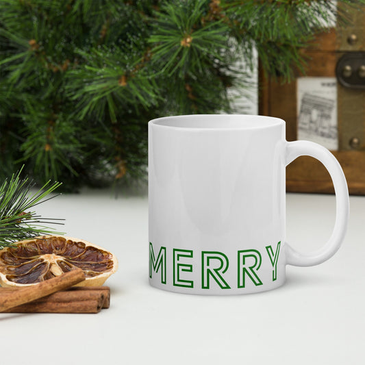 MERRY MERRY white/green glossy mug - Bull & Node