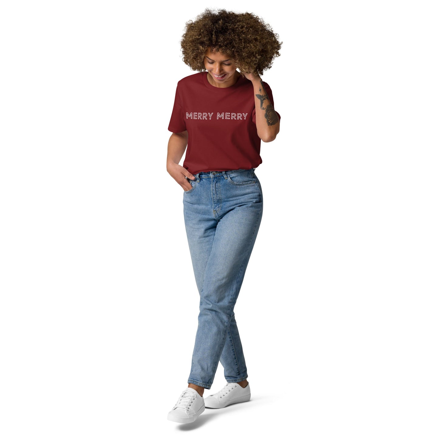 MERRY MERRY Women's burgundy organic cotton t-shirt - Bull & Node