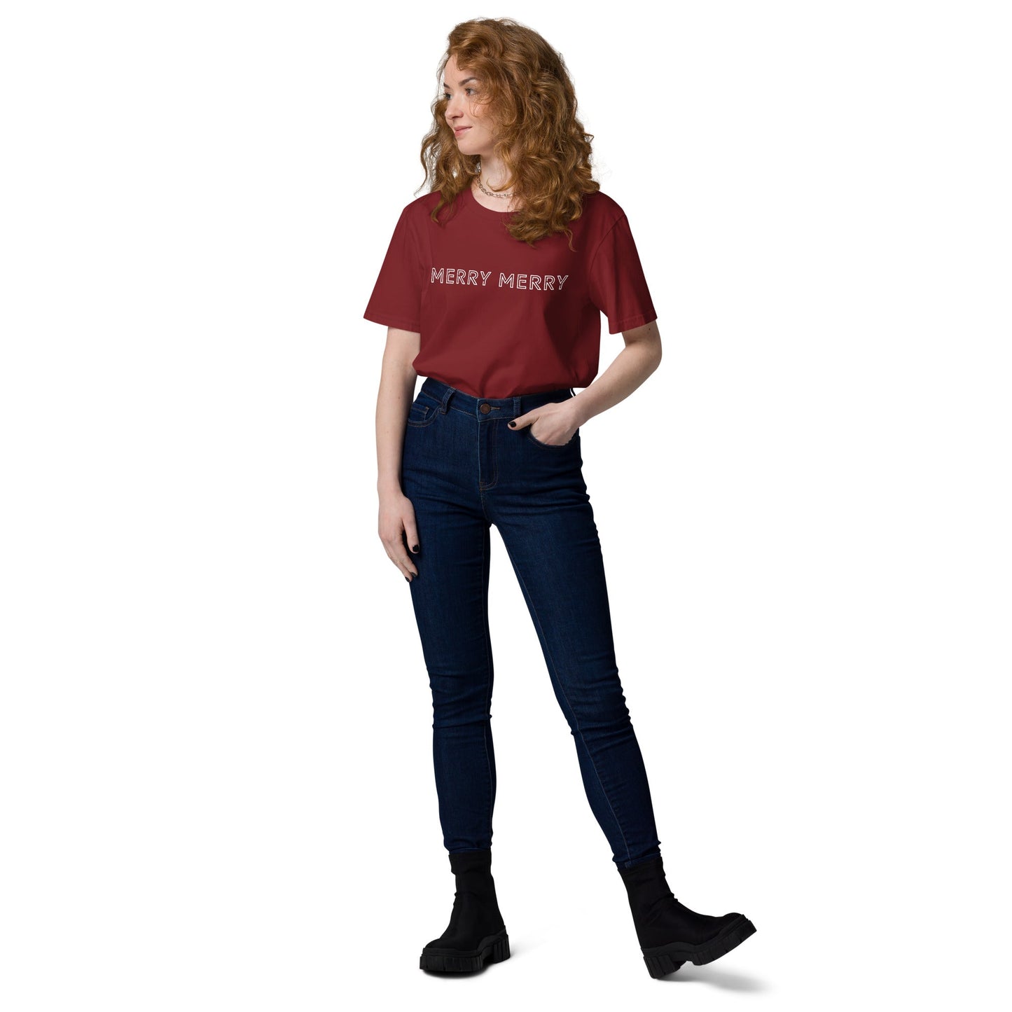 MERRY MERRY Women's burgundy organic cotton t-shirt - Bull & Node