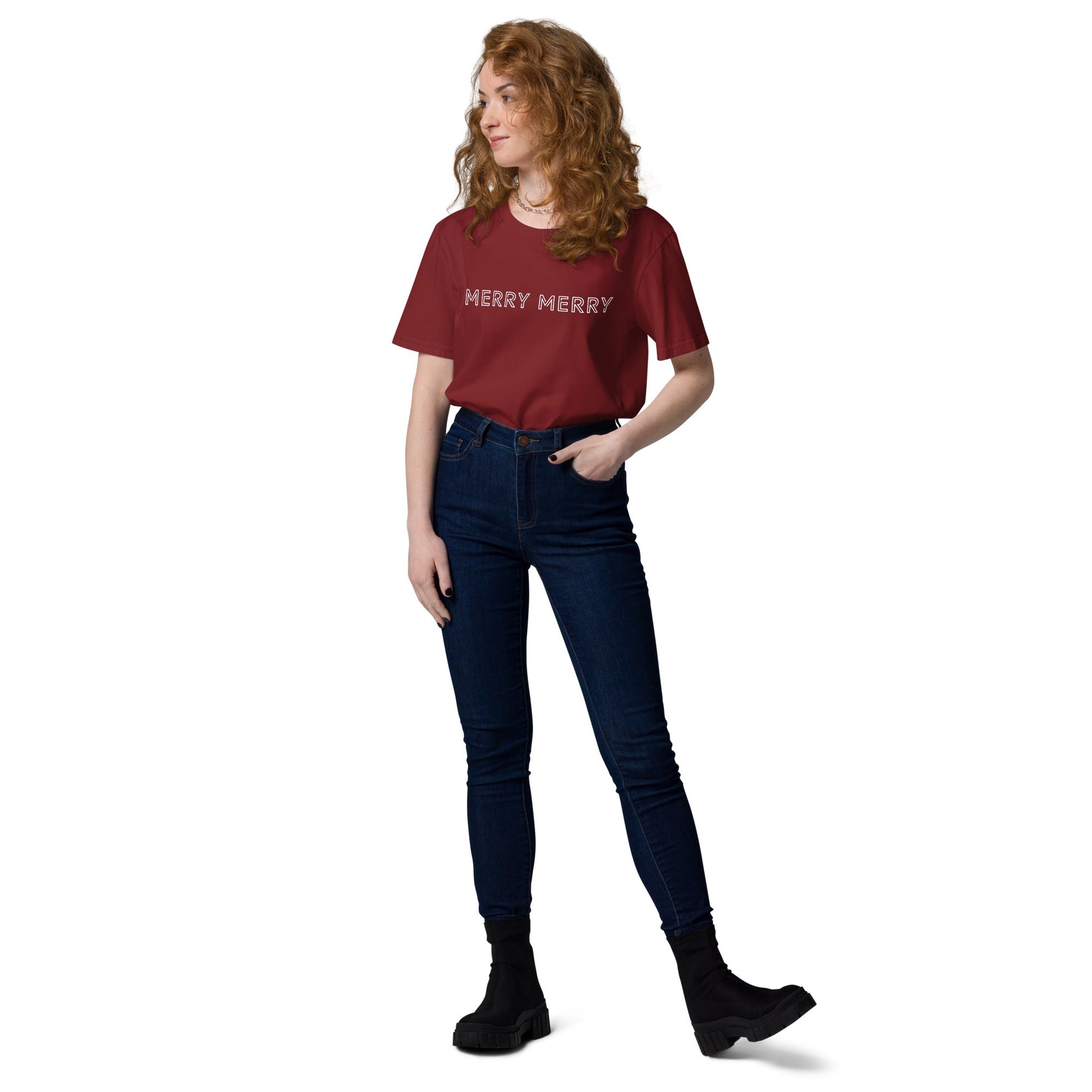 MERRY MERRY Women's burgundy organic cotton t-shirt - Bull & Node