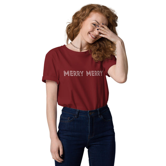 MERRY MERRY Women's burgundy organic cotton t-shirt - Bull & Node
