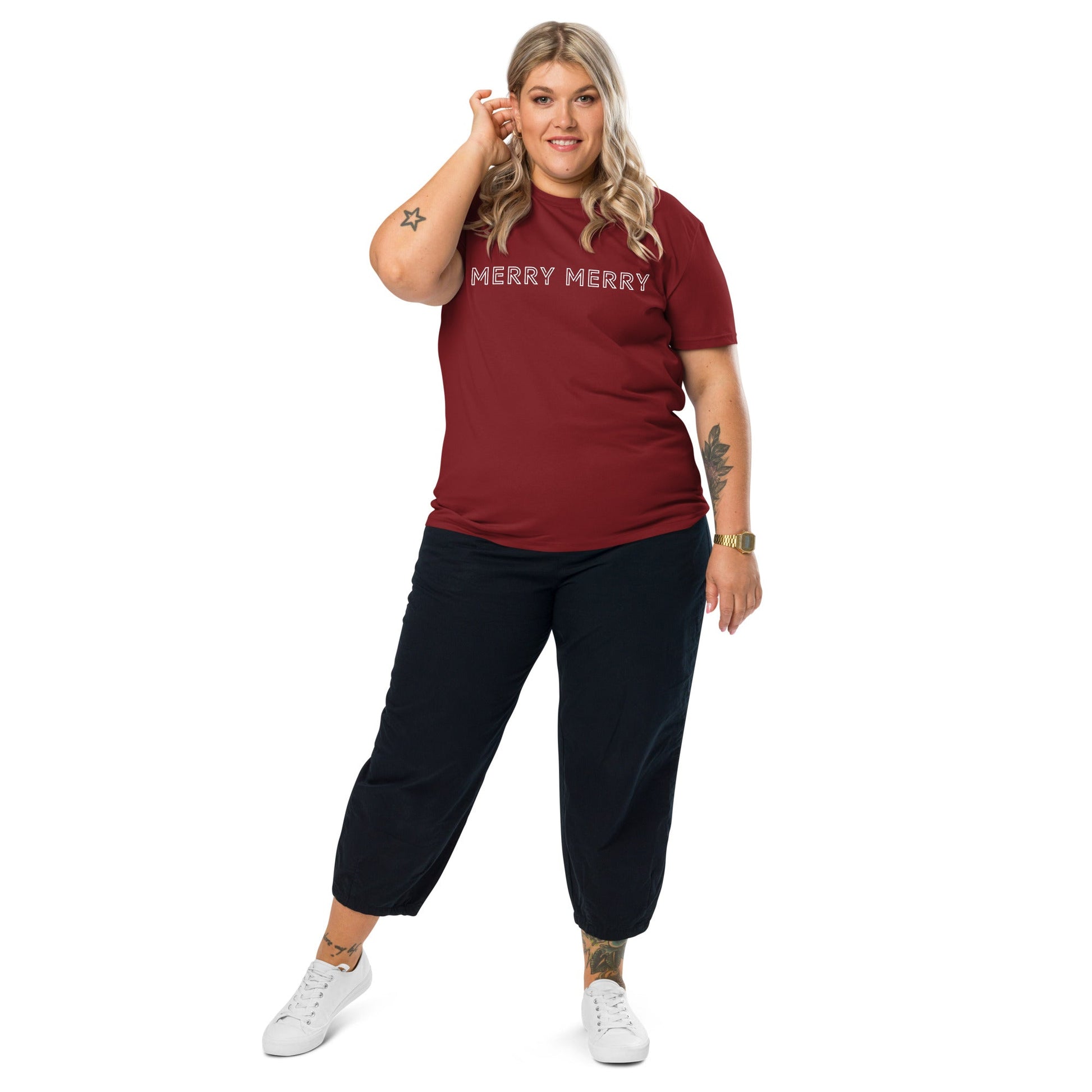 MERRY MERRY Women's burgundy organic cotton t-shirt - Bull & Node