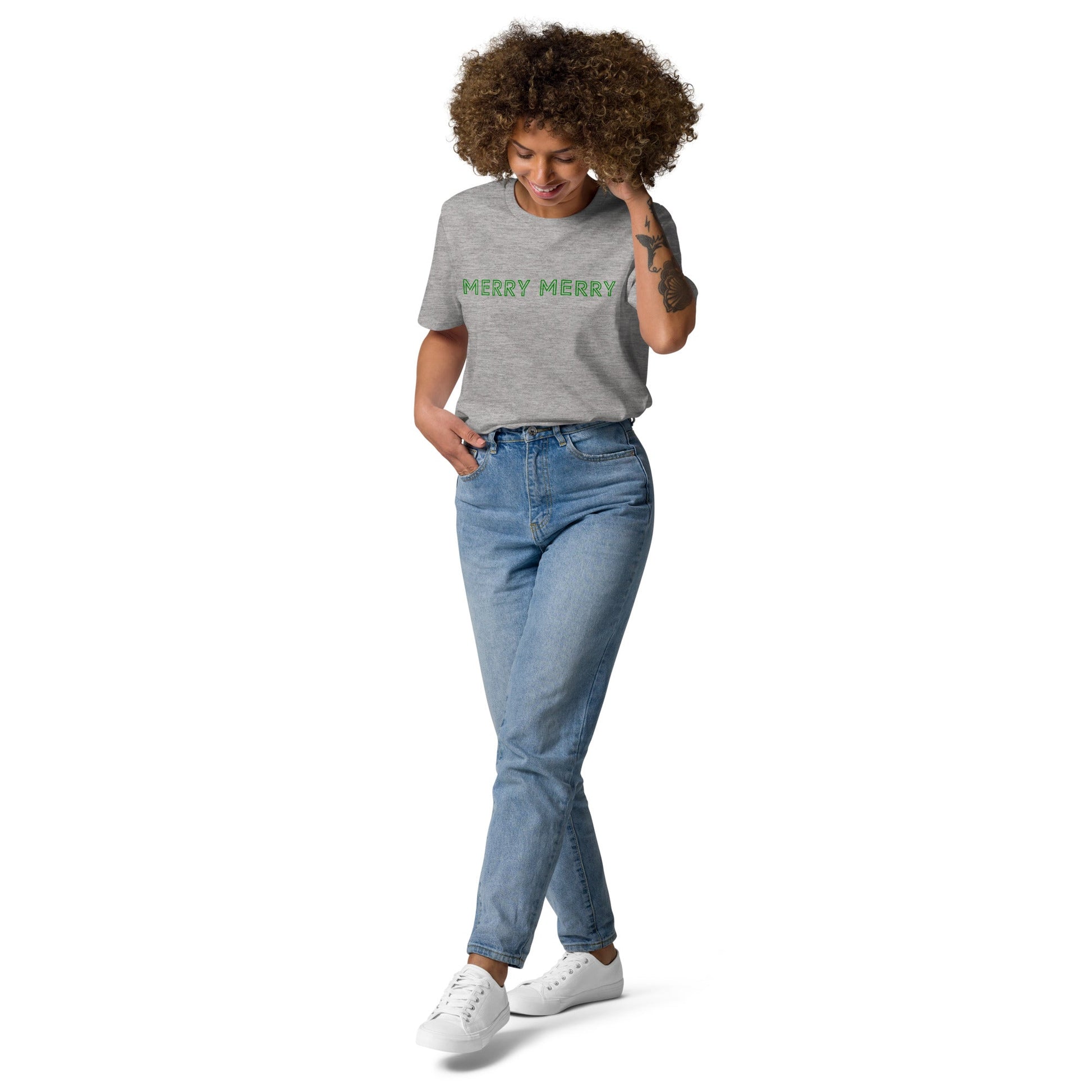MERRY MERRY Women's grey/green organic cotton t-shirt - Bull & Node