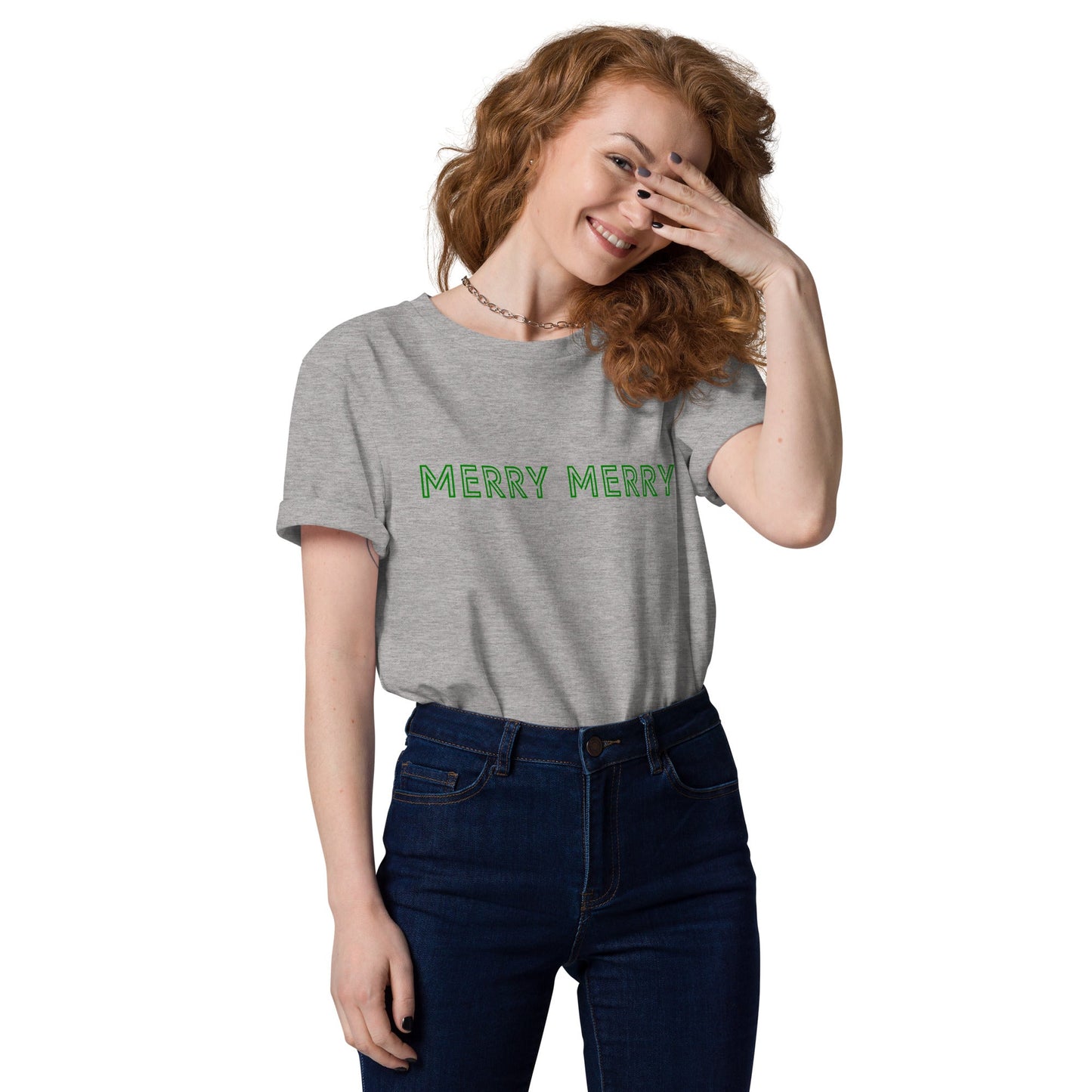 MERRY MERRY Women's grey/green organic cotton t-shirt - Bull & Node