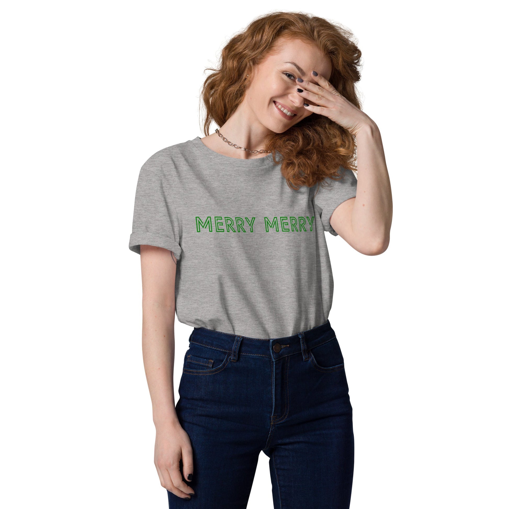 MERRY MERRY Women's grey/green organic cotton t-shirt - Bull & Node