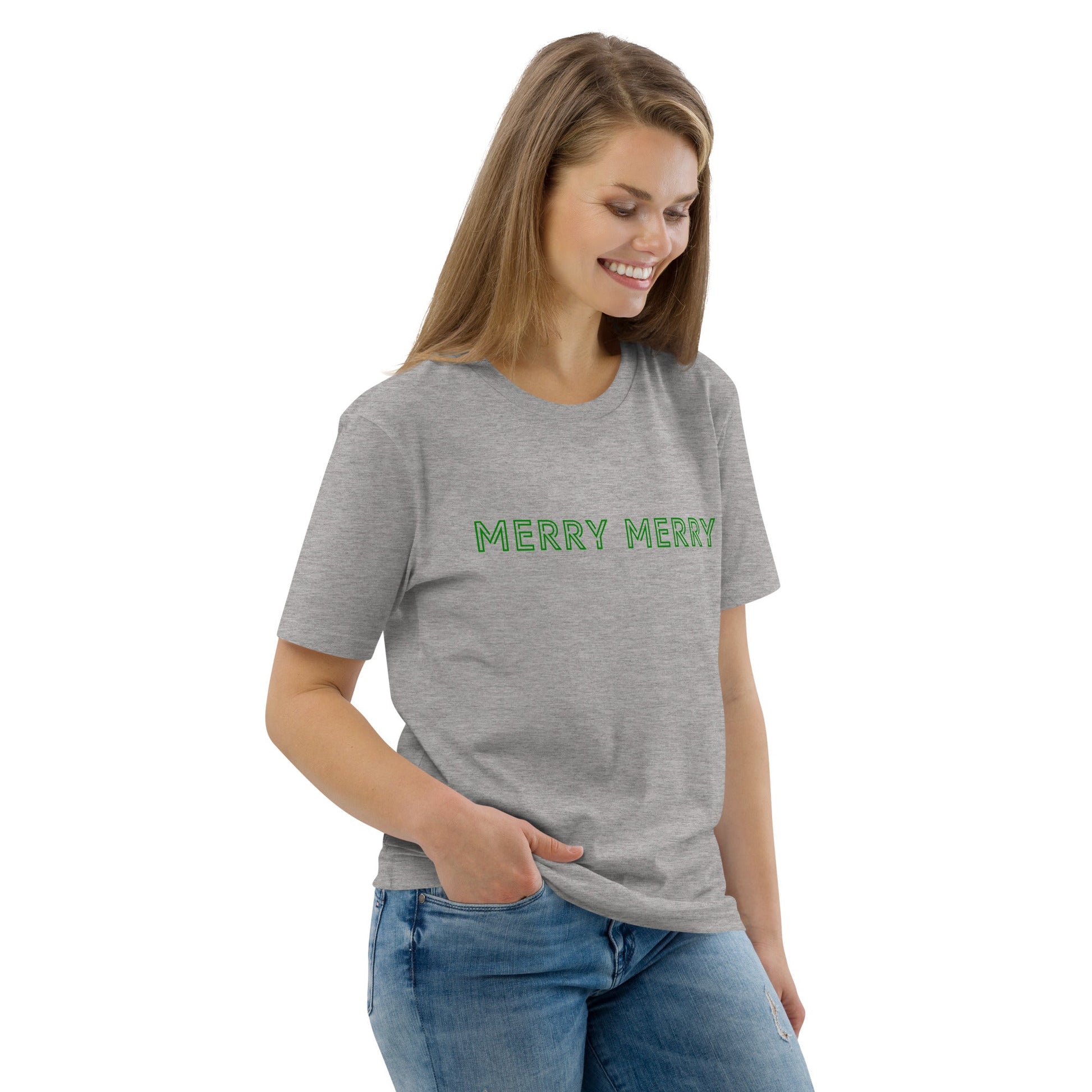 MERRY MERRY Women's grey/green organic cotton t-shirt - Bull & Node