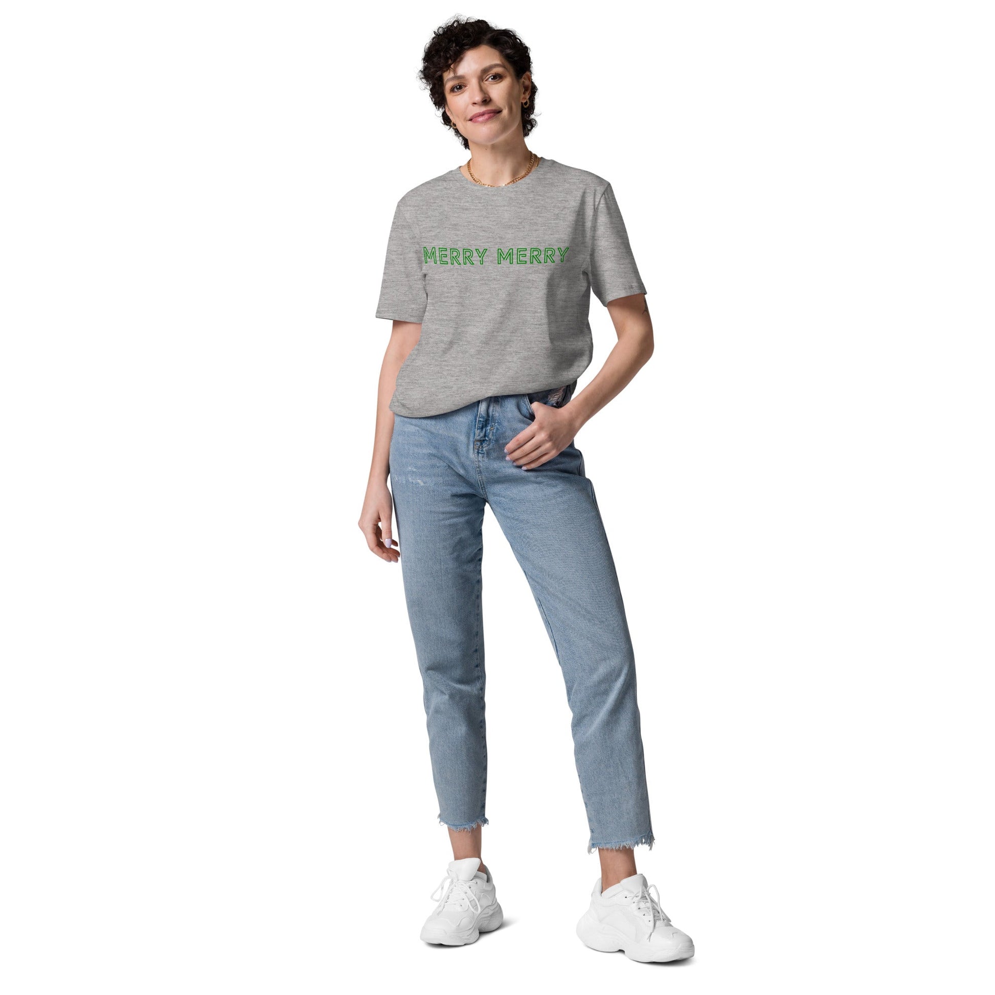 MERRY MERRY Women's grey/green organic cotton t-shirt - Bull & Node