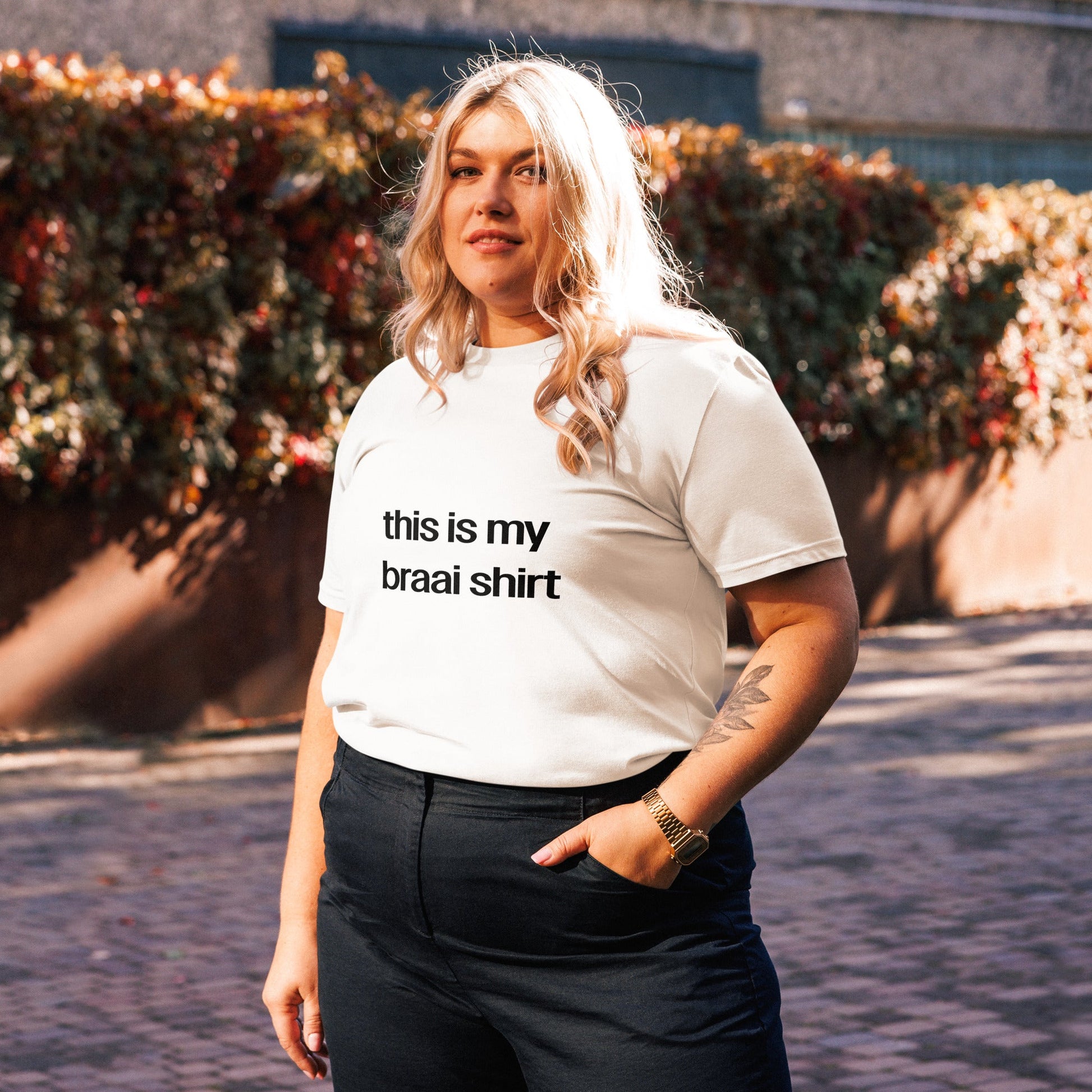 MY BRAAI SHIRT Unisex white organic cotton t-shirt - Bull & Node