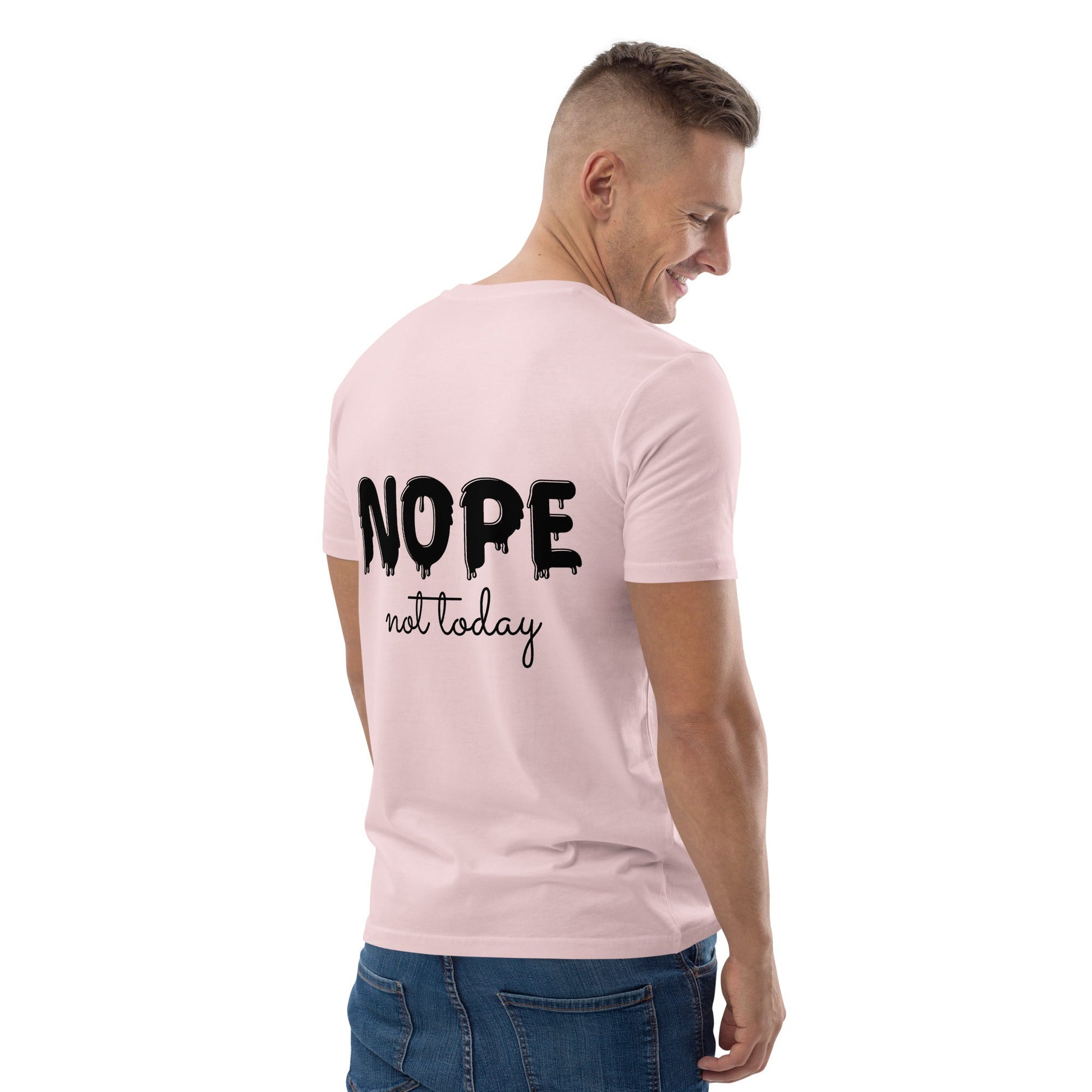 NOPE (back) Unisex cotton pink organic cotton t-shirt - Bull & Node