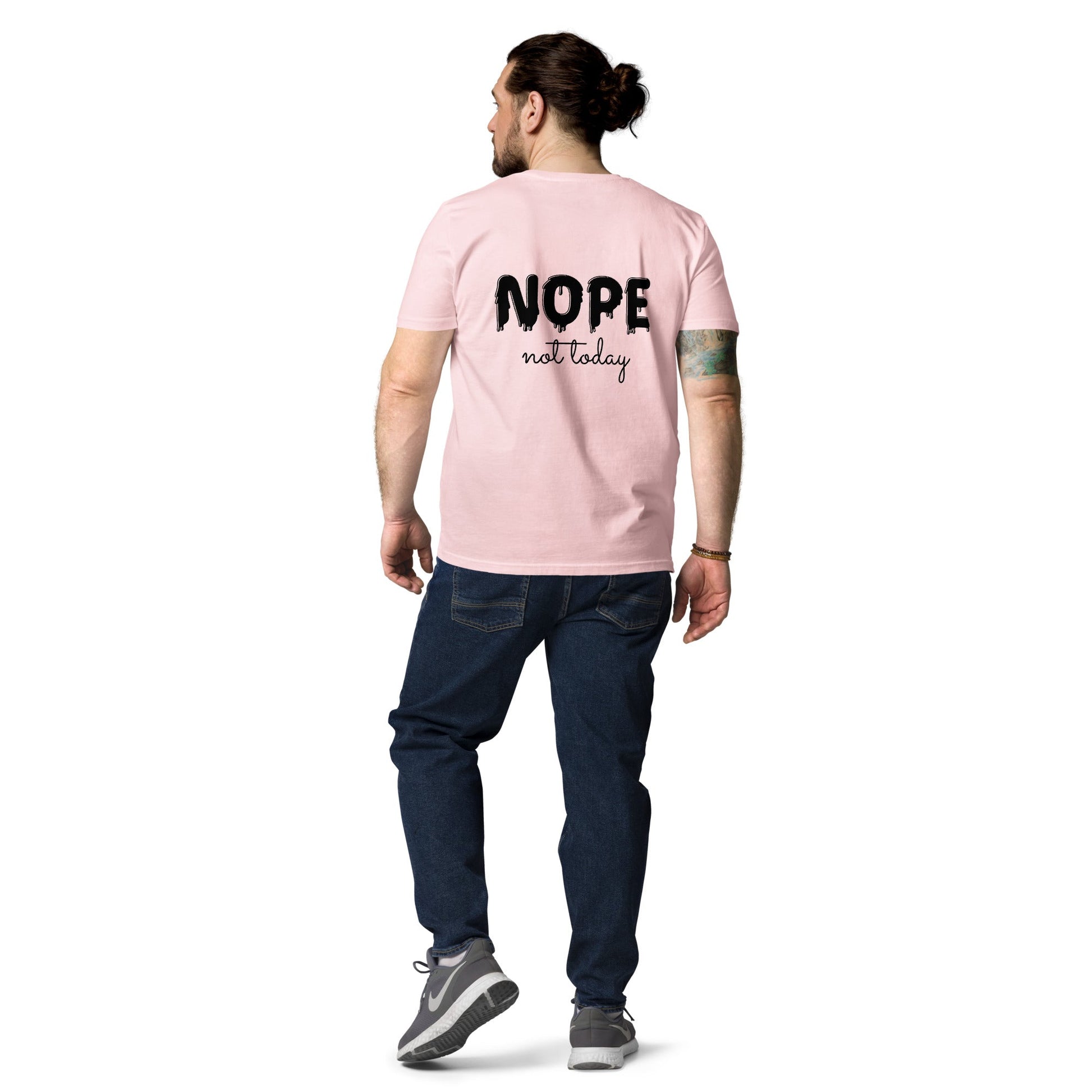 NOPE (back) Unisex cotton pink organic cotton t-shirt - Bull & Node