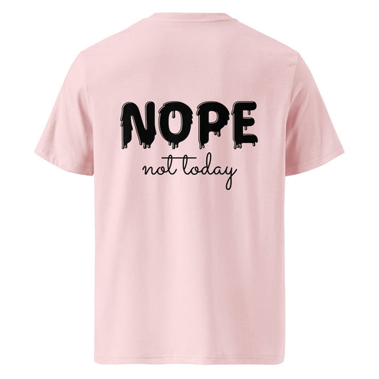 NOPE (back) Unisex cotton pink organic cotton t-shirt - Bull & Node