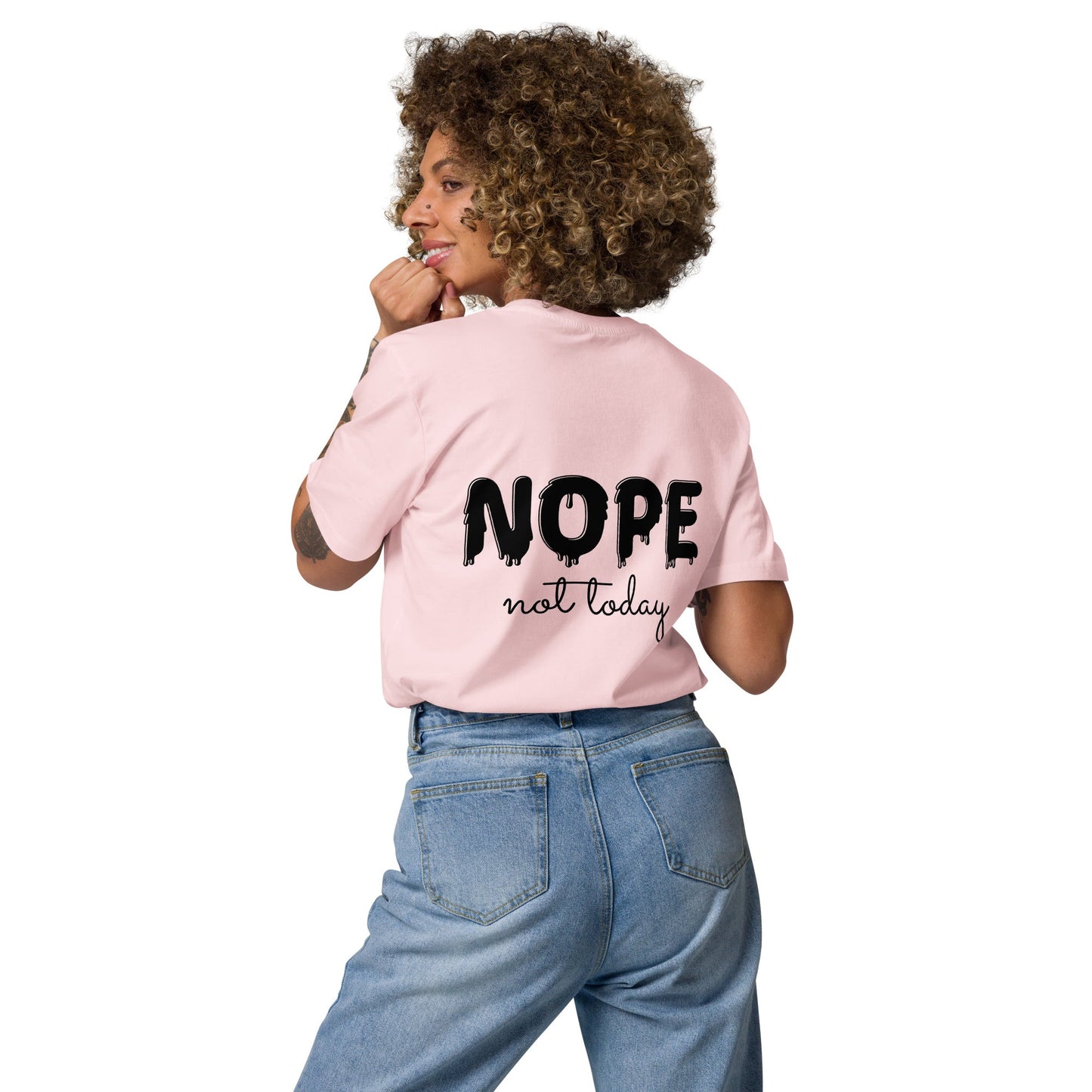 NOPE (back) Unisex cotton pink organic cotton t-shirt - Bull & Node
