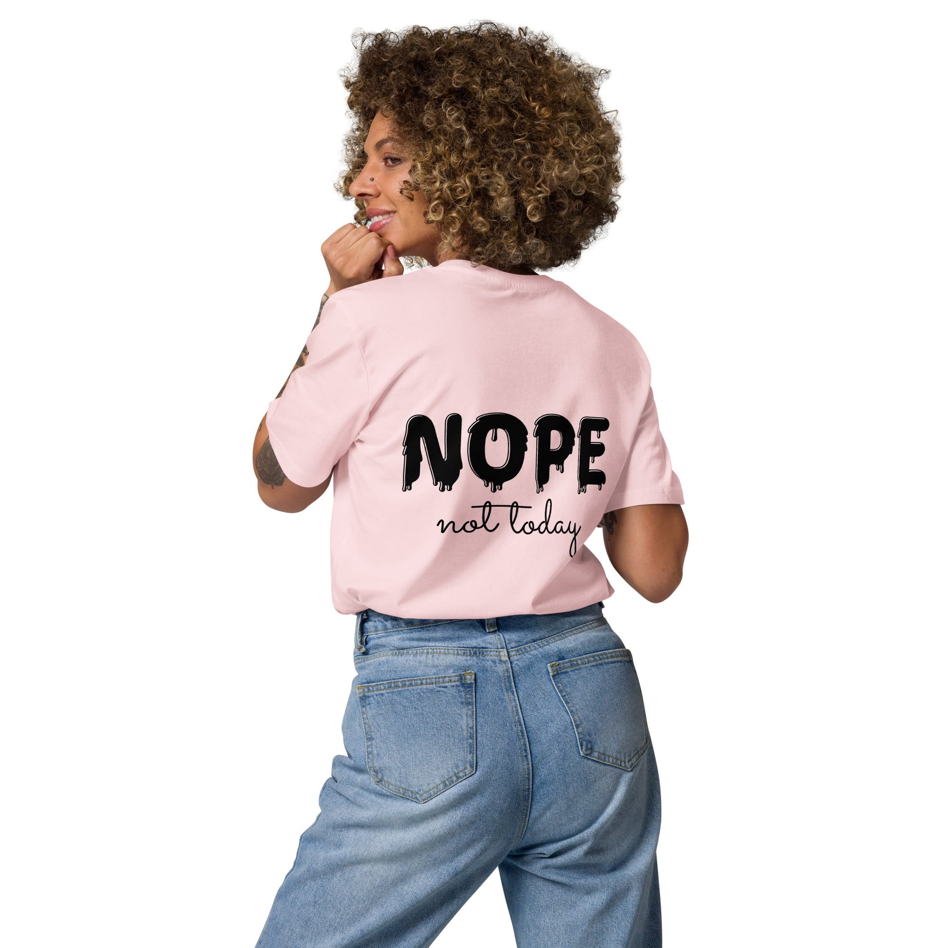 NOPE (back) Unisex cotton pink organic cotton t-shirt - Bull & Node