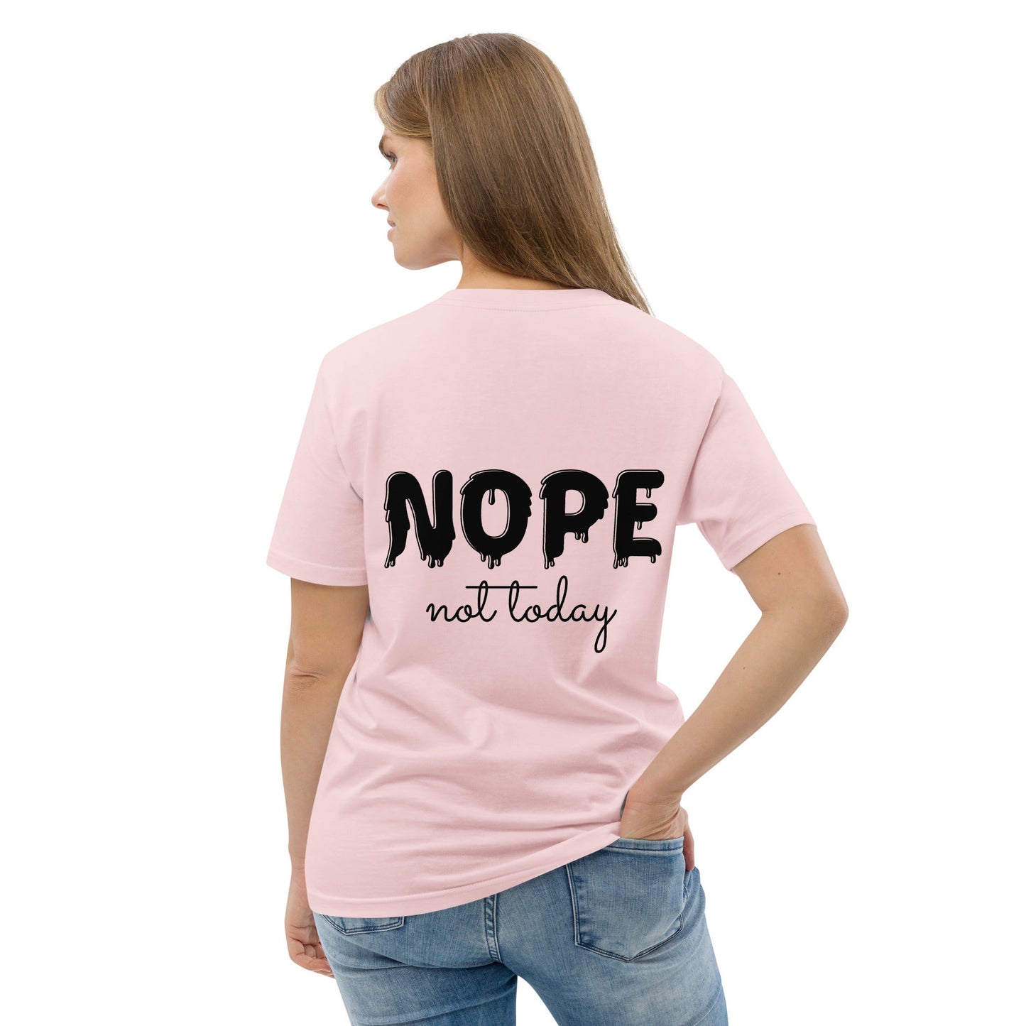 NOPE (back) Unisex cotton pink organic cotton t-shirt - Bull & Node