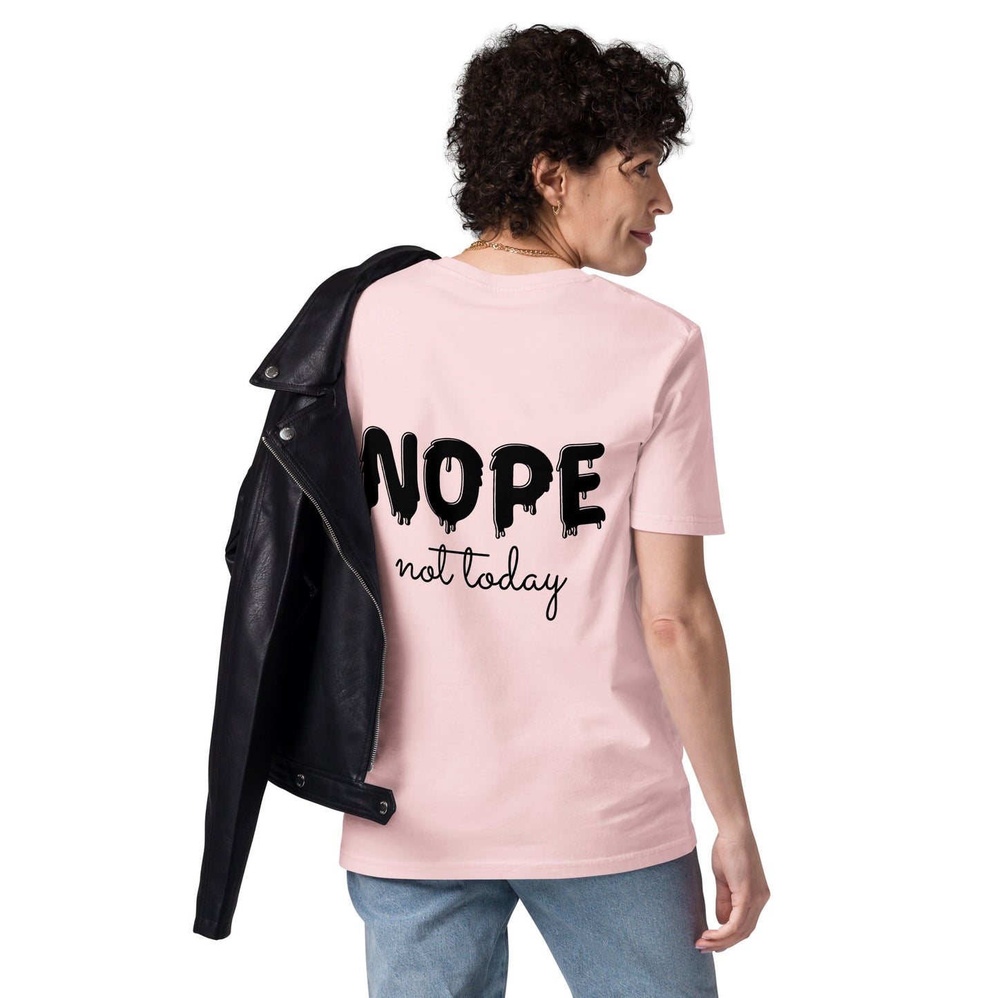 NOPE (back) Unisex cotton pink organic cotton t-shirt - Bull & Node
