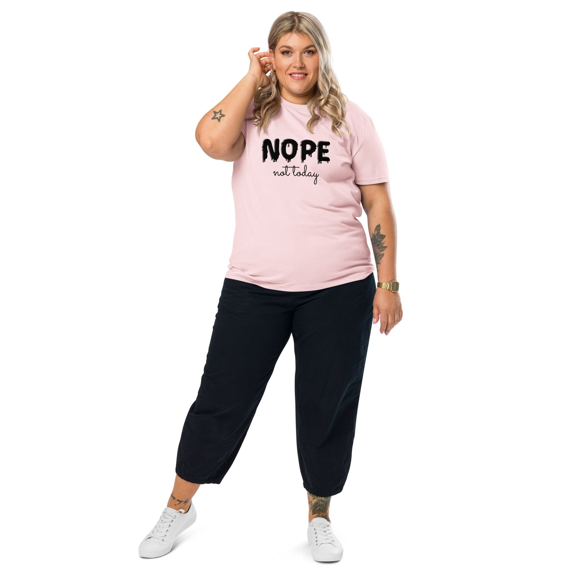 NOPE (front) Unisex cotton pink organic cotton t-shirt - Bull & Node