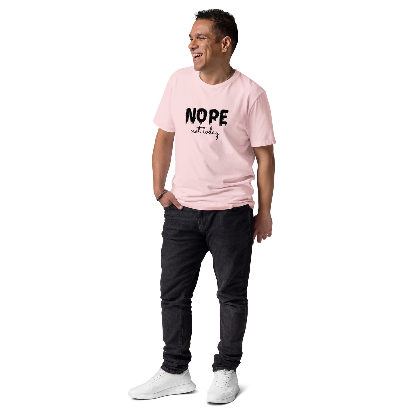 NOPE (front) Unisex cotton pink organic cotton t-shirt - Bull & Node