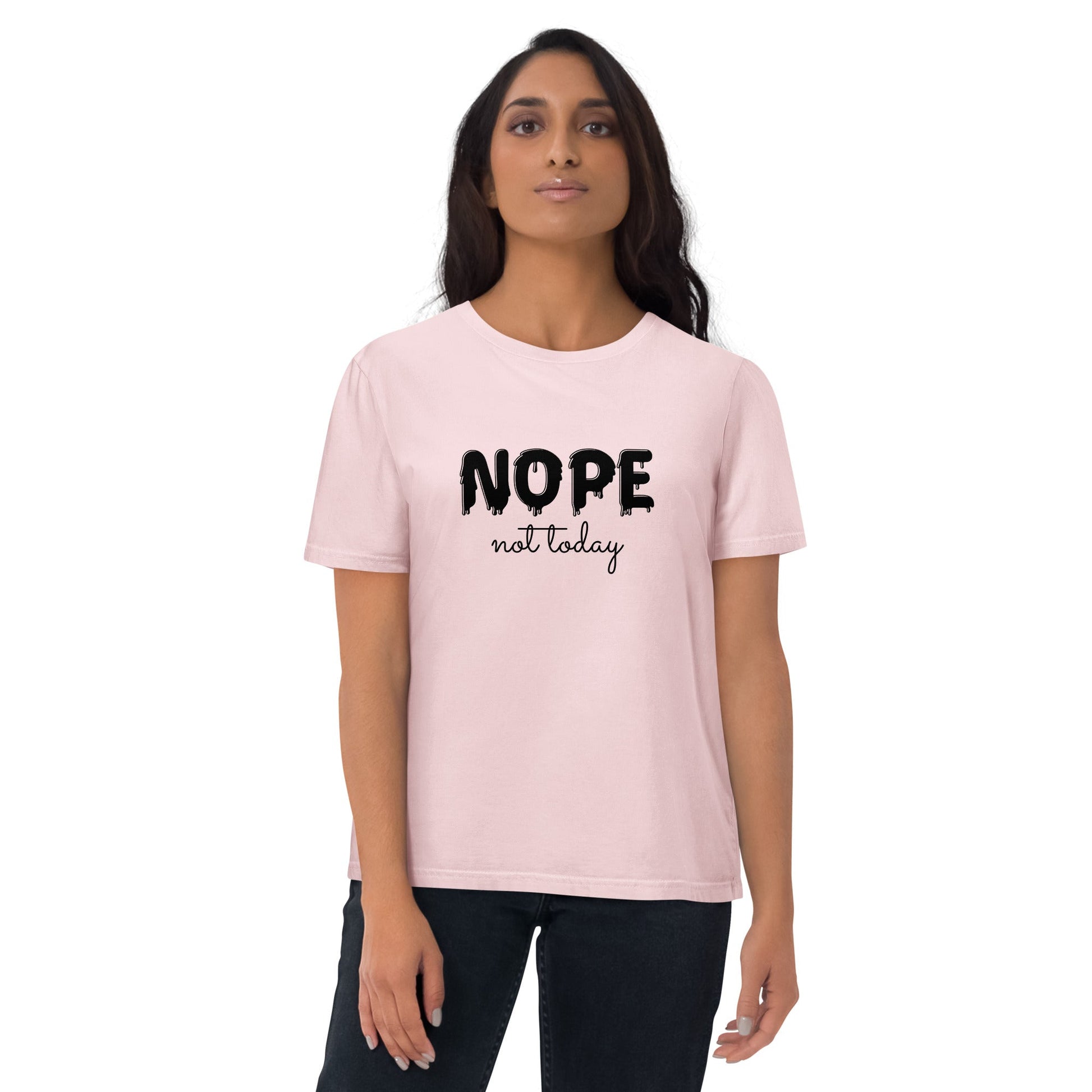 NOPE (front) Unisex cotton pink organic cotton t-shirt - Bull & Node