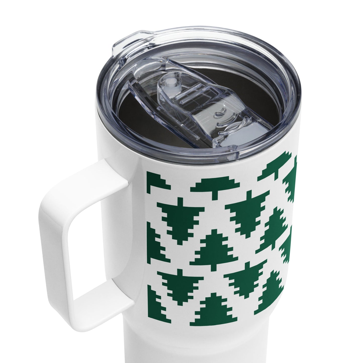 Pixel Spruce Travel mug with a handle - Bull & Node