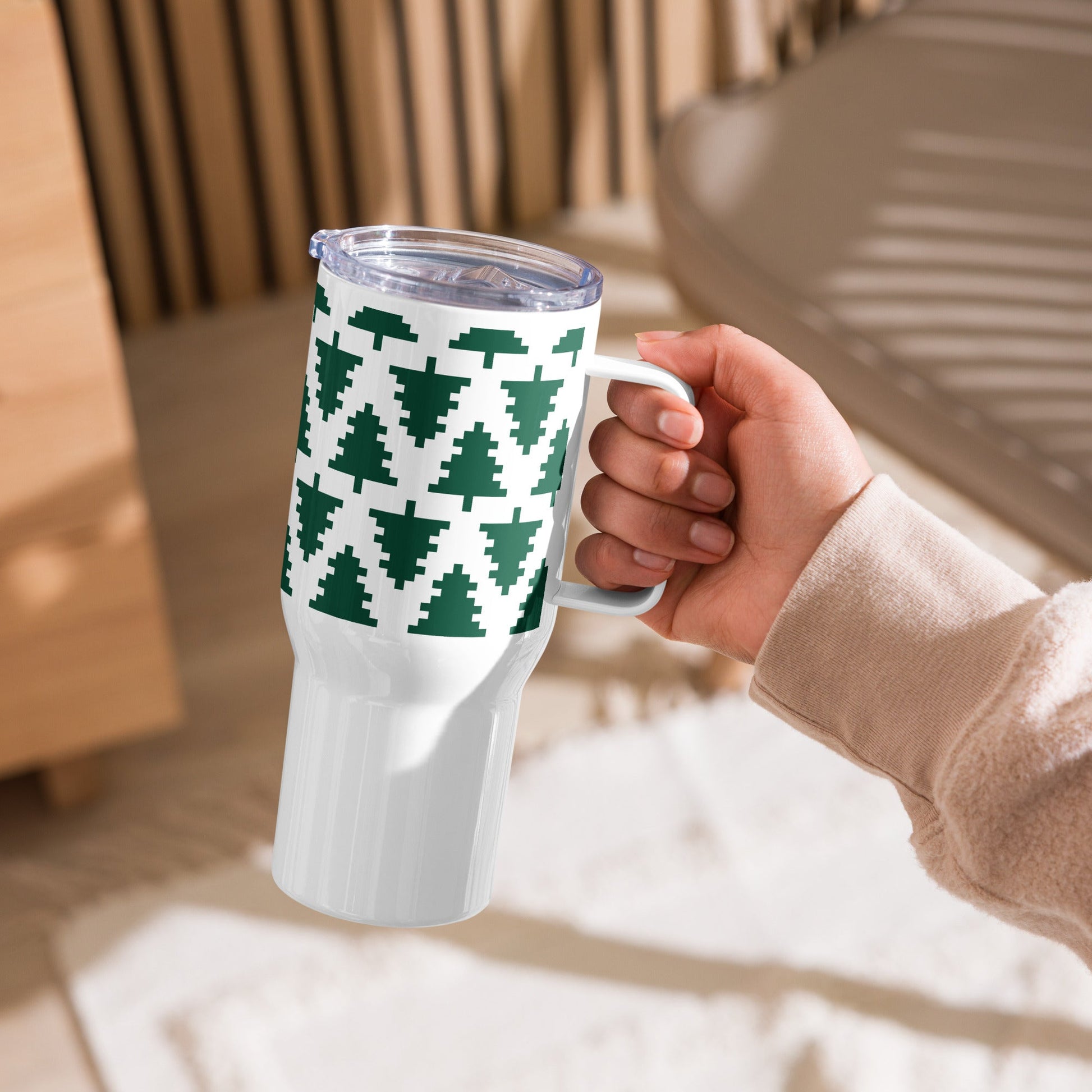Pixel Spruce Travel mug with a handle - Bull & Node