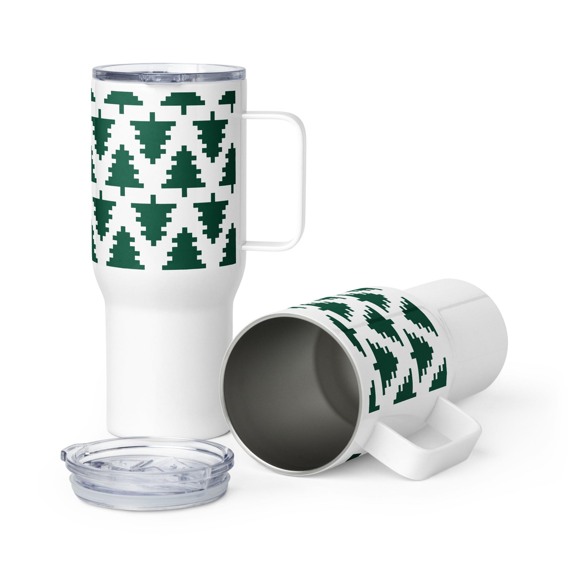 Pixel Spruce Travel mug with a handle - Bull & Node